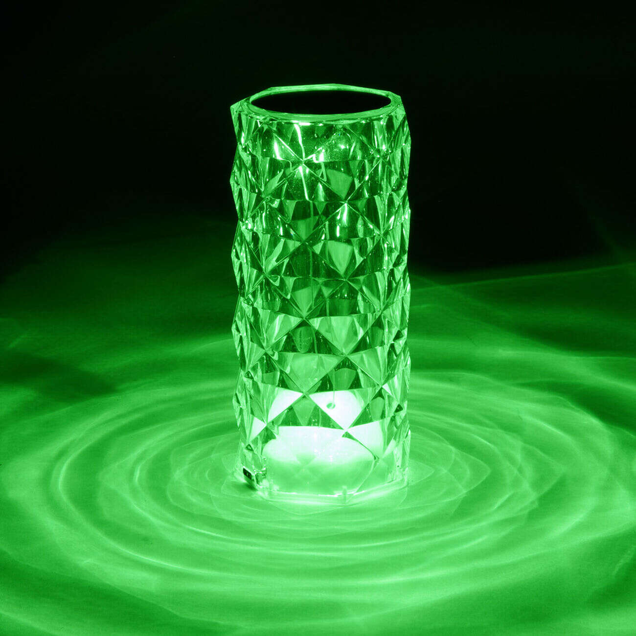 Lampe LED RGB tactile design cristal avec télécommande Ø7,5xH15,5cm