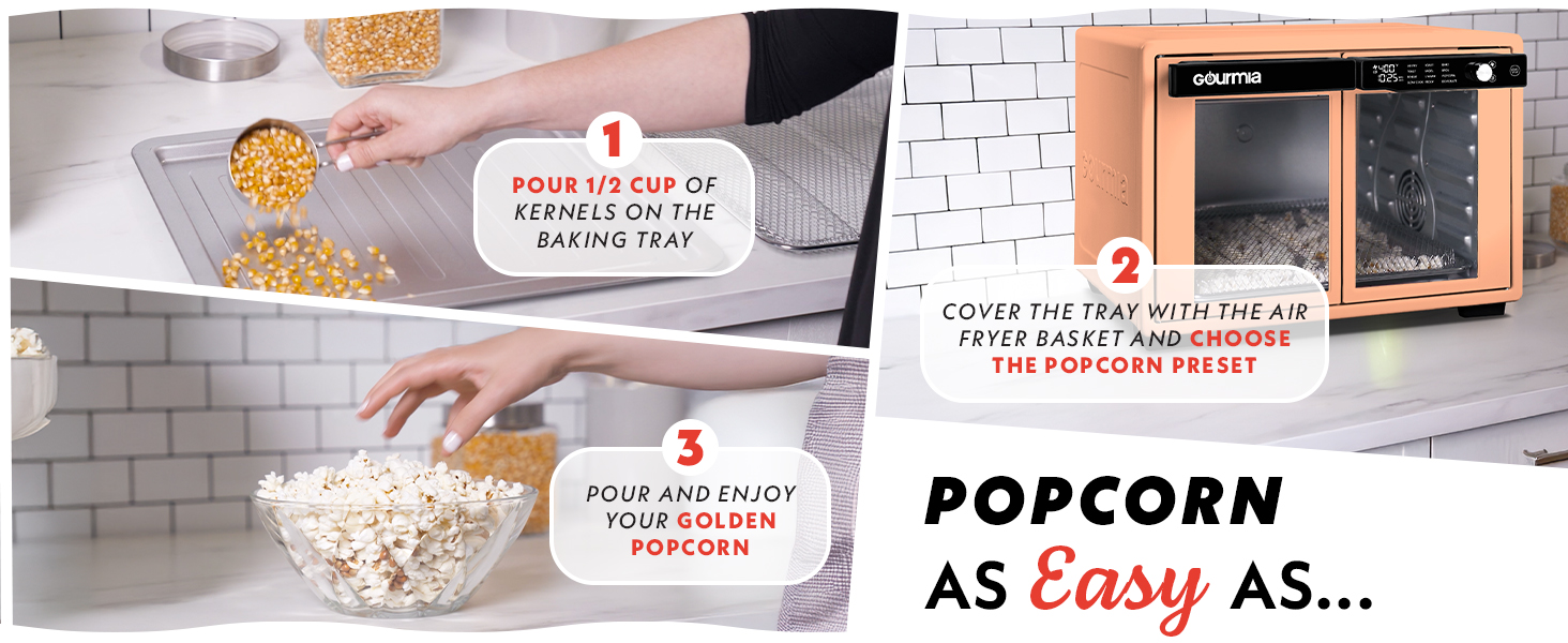 Multi functional air fryer oven makes popcorn