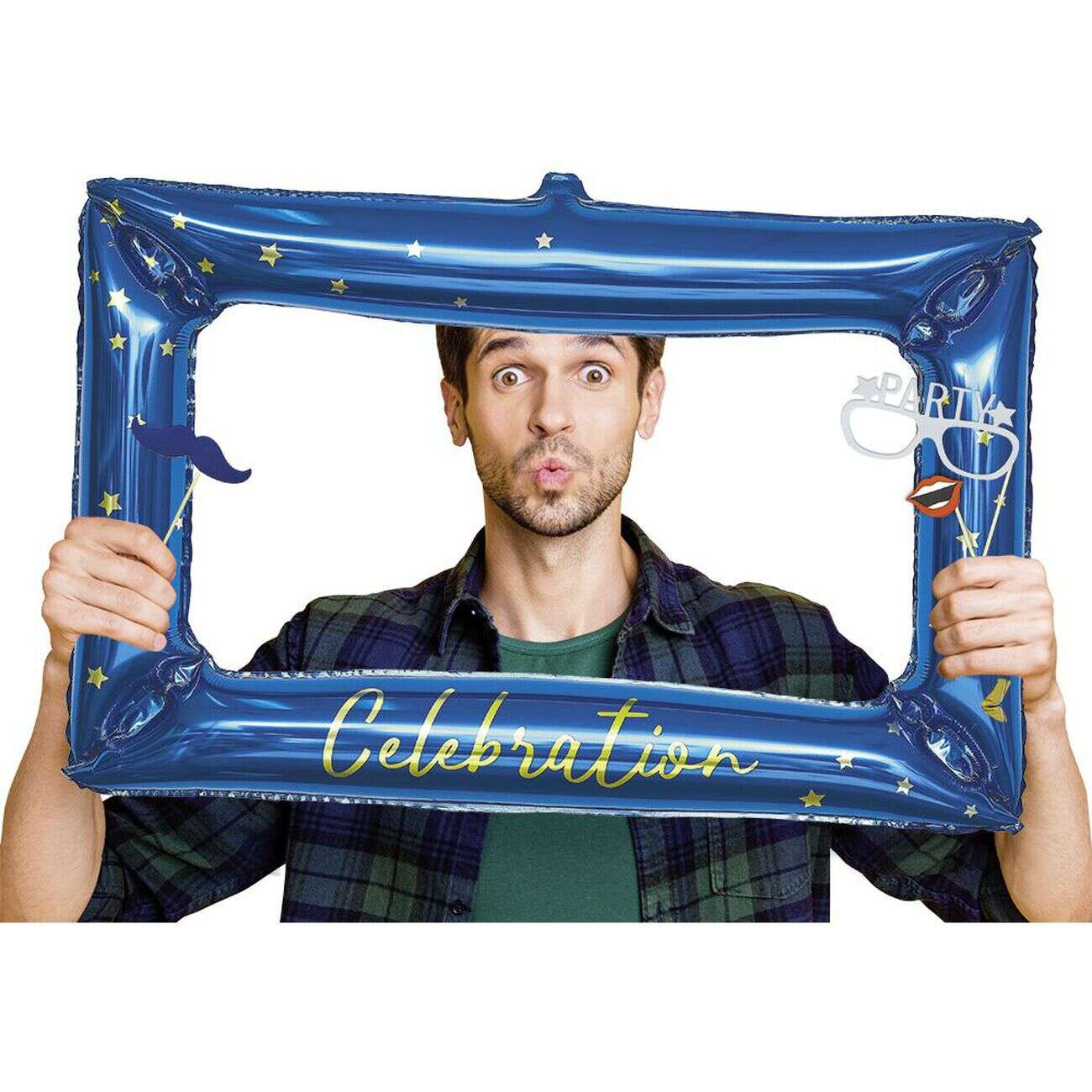 Ballon alu forme cadre photo avec accessoires photobooth 10 personnes