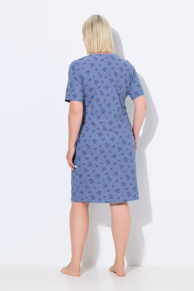 Pinstripe Petal Short Sleeve Nightgown