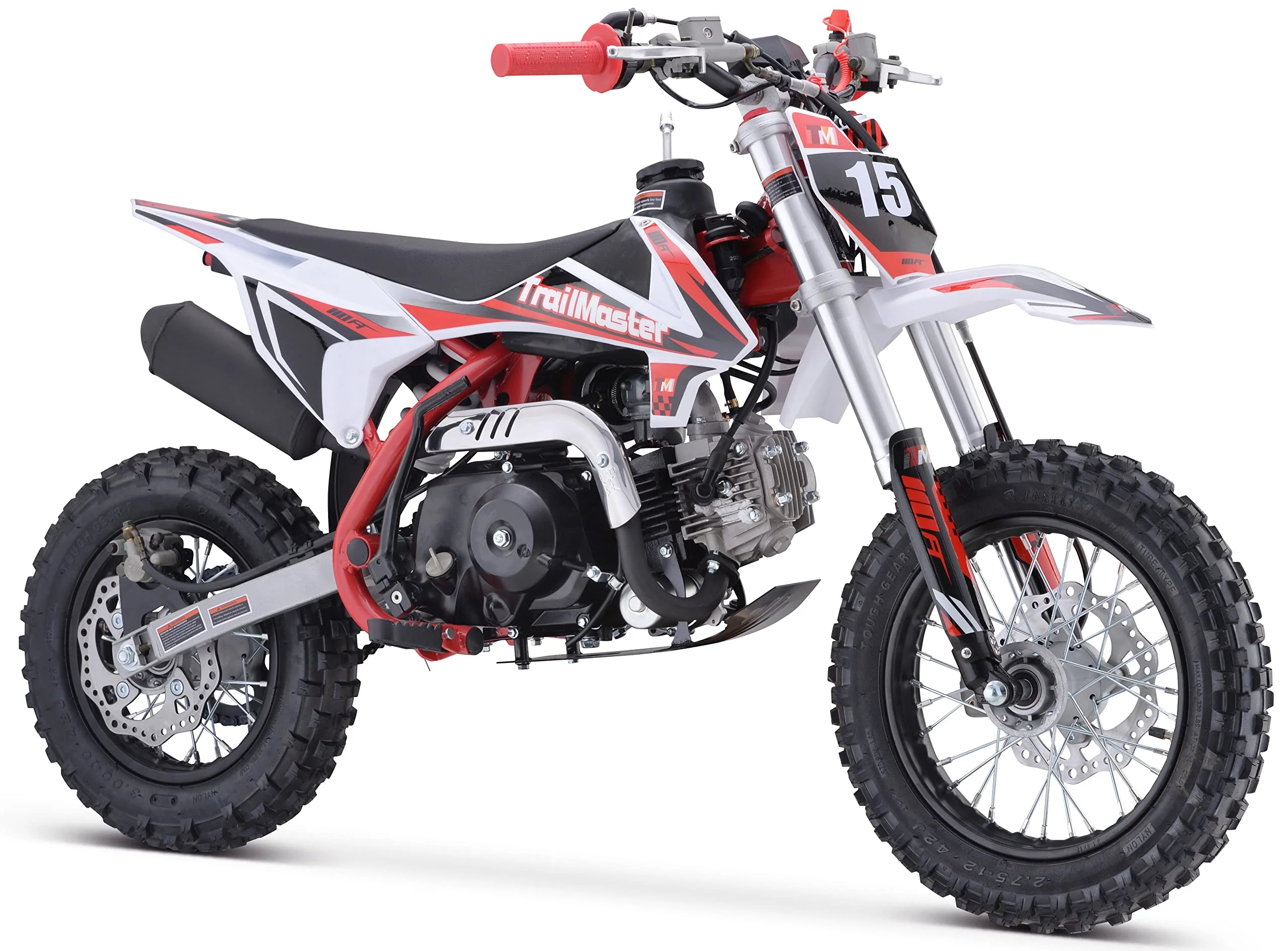 TM15 Dirt Bike 110cc Semi Automatic 4 Speed, 24.21 inches seat Height, Disk Brakes, Twin Spar Frame (Red)(Red) - Image 4