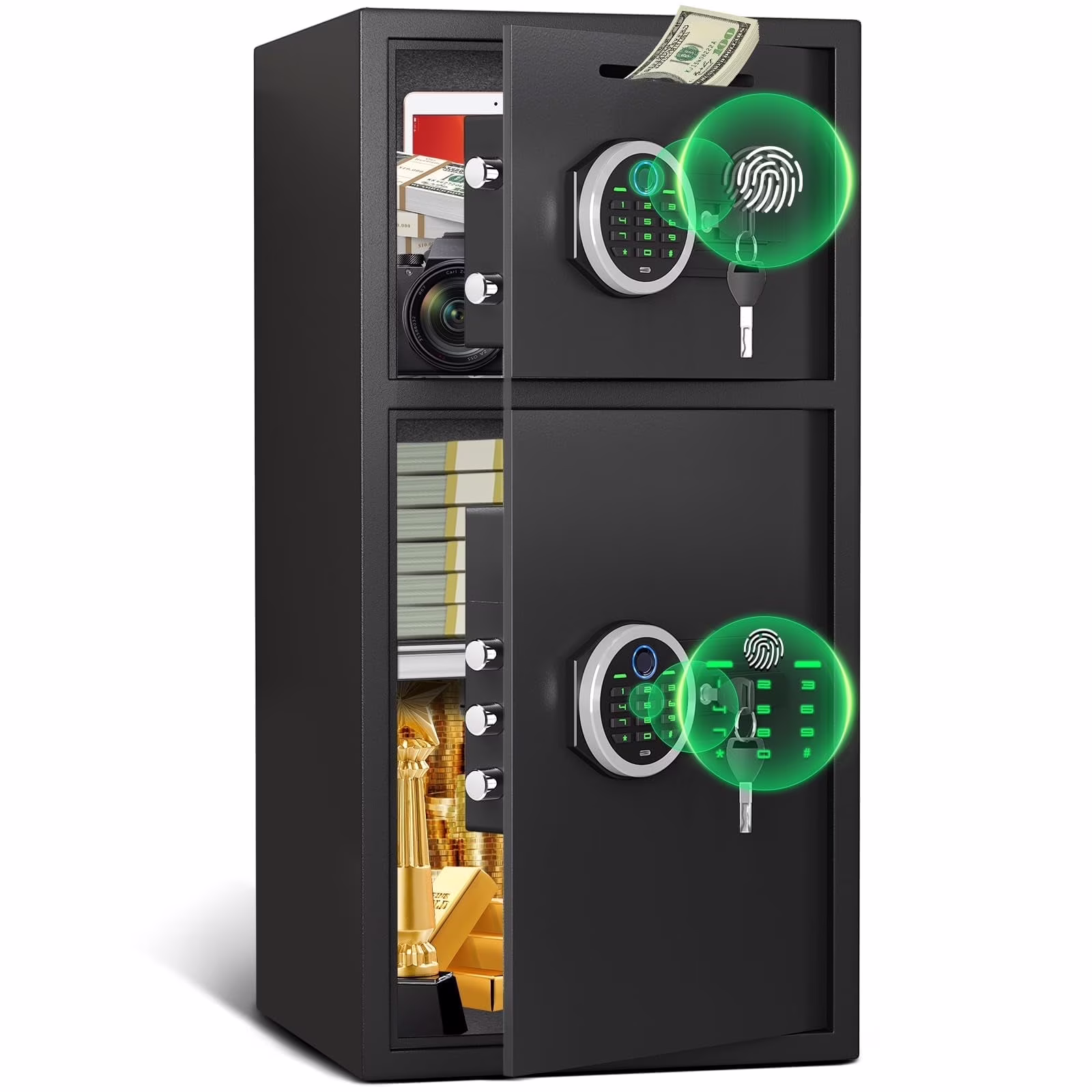 7.0 Cu ft Large Safe Box Fireproof Waterproof, Digital KeypadHome Safe with Deposit Slot Dual Alarm System, Money Safe With Mute Function and LED Light, Security Box for Money Valuables(Multi color) - Image 9