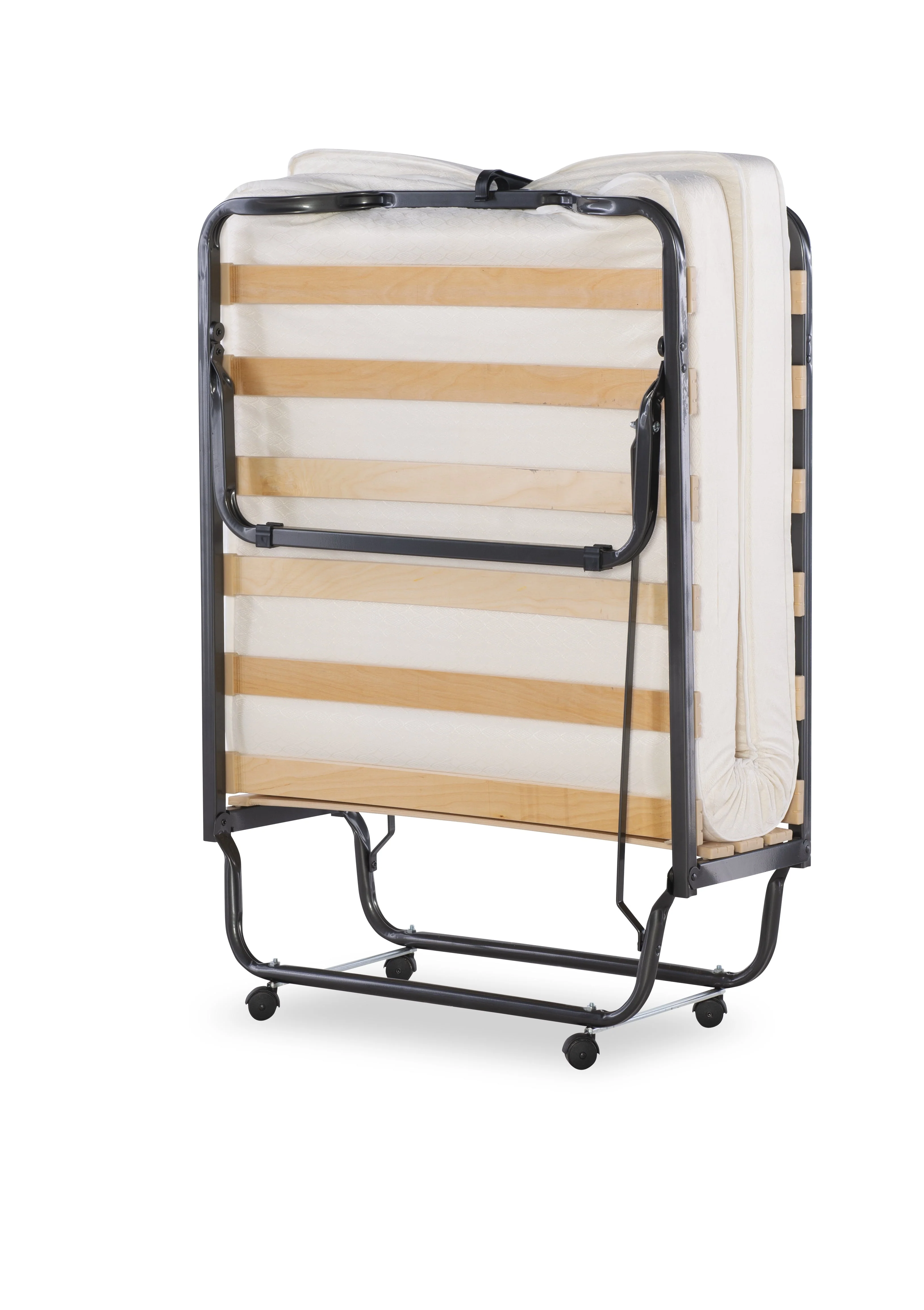 Luxor Folding Rollaway Guest Bed with 4" Foam Mattress with Memory Foam Layer, Single Size