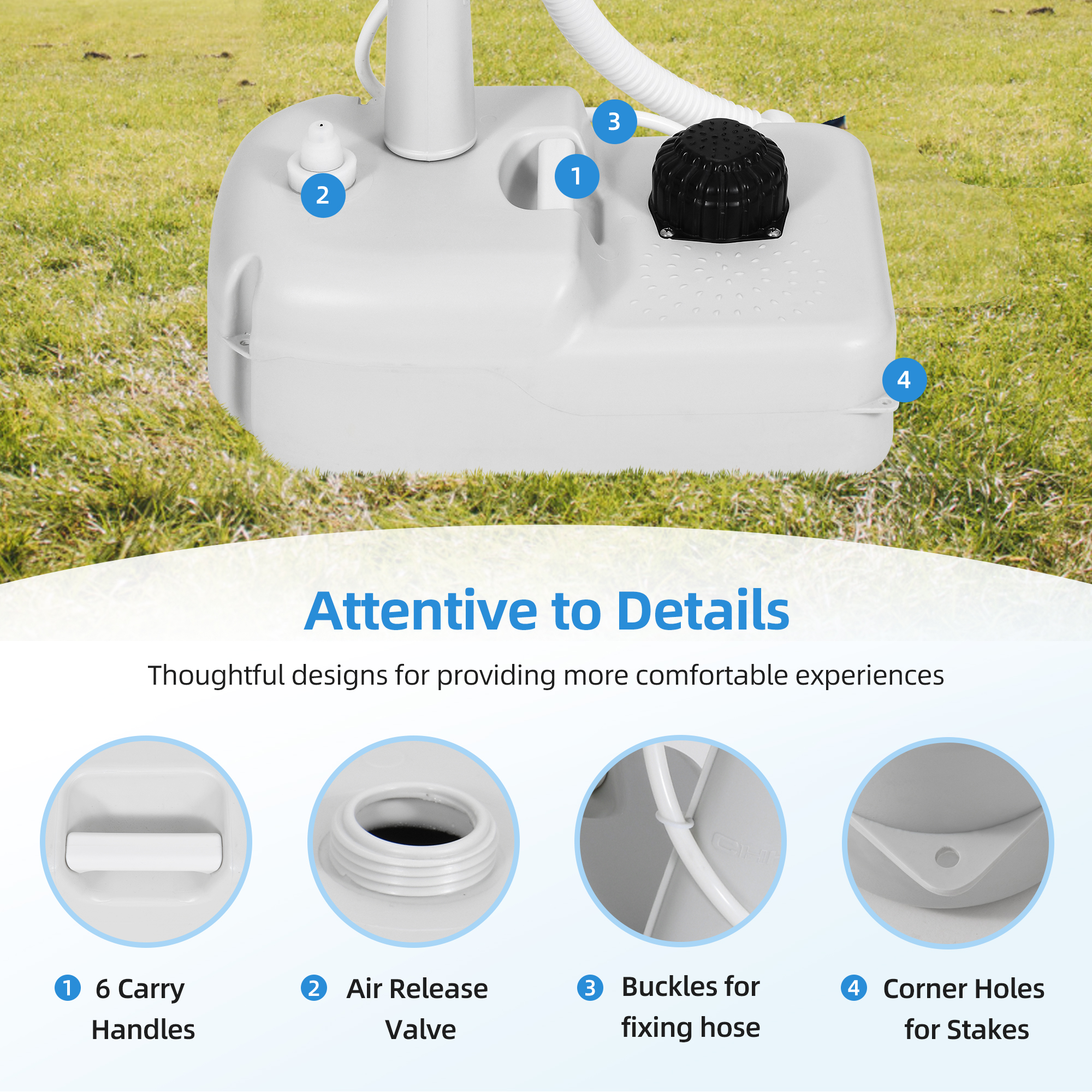 Portable Sink Camping Hand Washing Station with 17 L Wash Basin Stand, Rolling Wheels, Soap Dispenser, Towel Holder, for Outdoor, Travel, Boat, Gather, Garden, Worksite, White Image 3