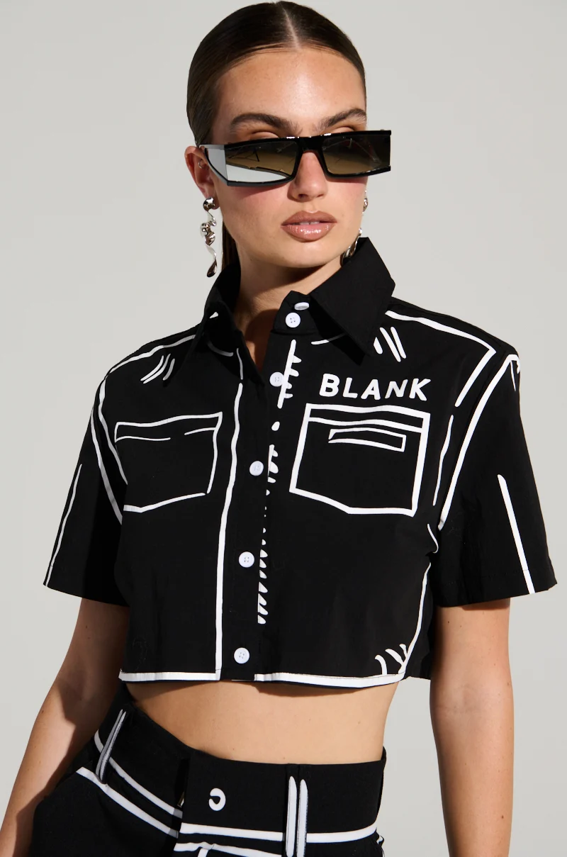 BLANK SPACE BUTTON DOWN CROP SHIRT - Akira Store