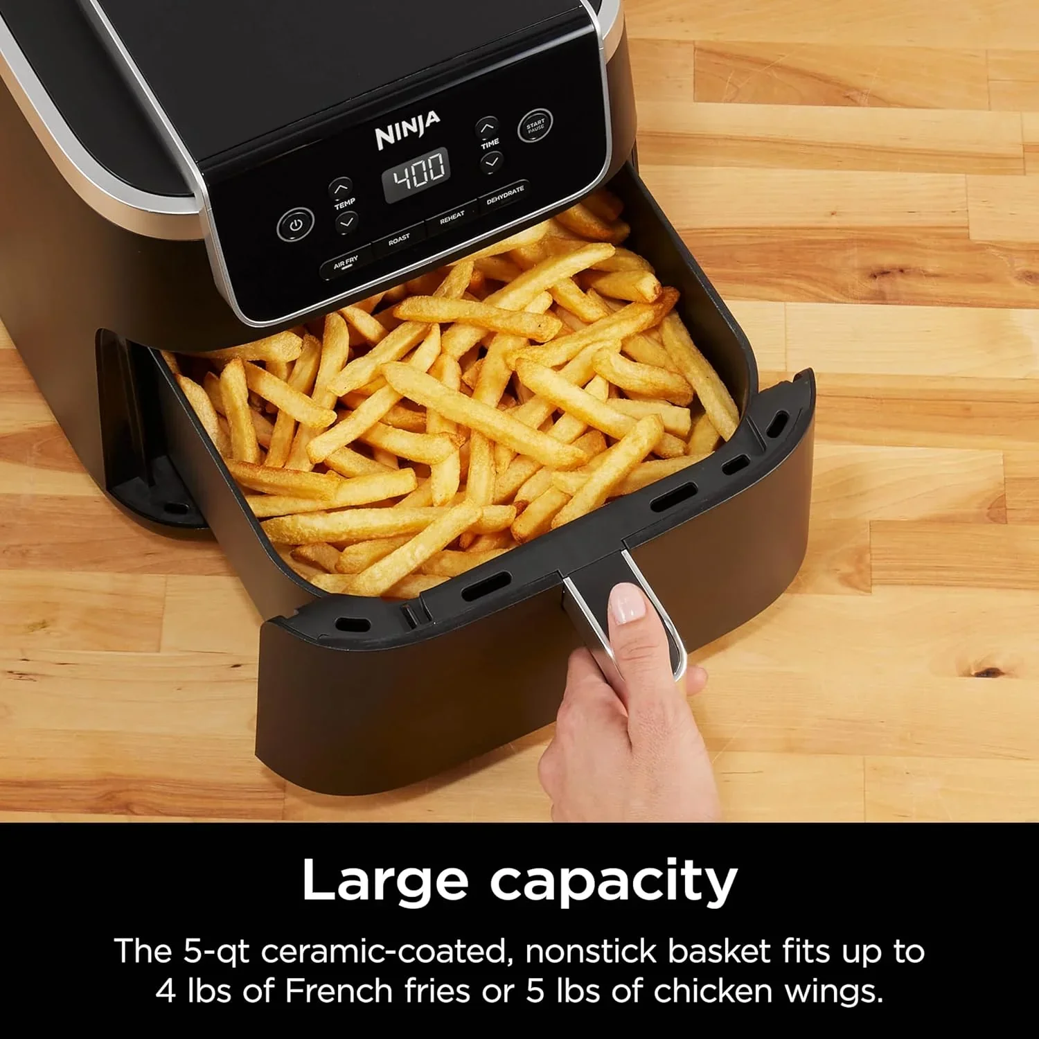 Friteuse à air Ninja Pro XL 6 en 1 avec capacité de 6,5 pintes, cuisson croustillante, rôtissage à l'air chaud