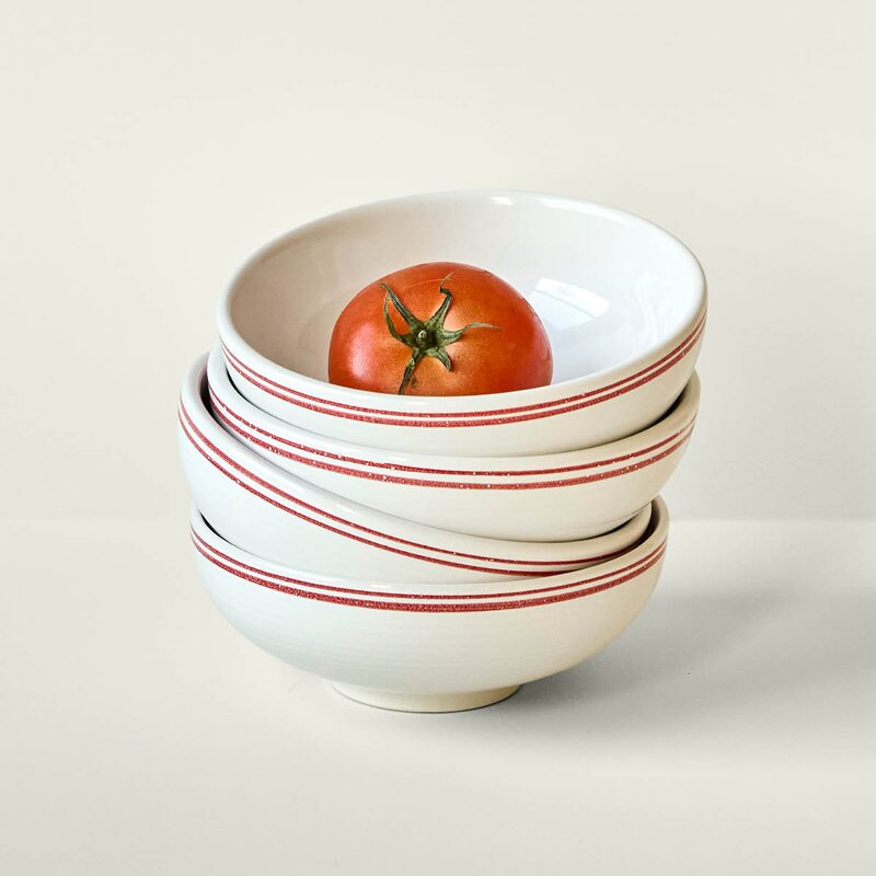 Bistro skål 15,5 cm 2 stk rød/hvit