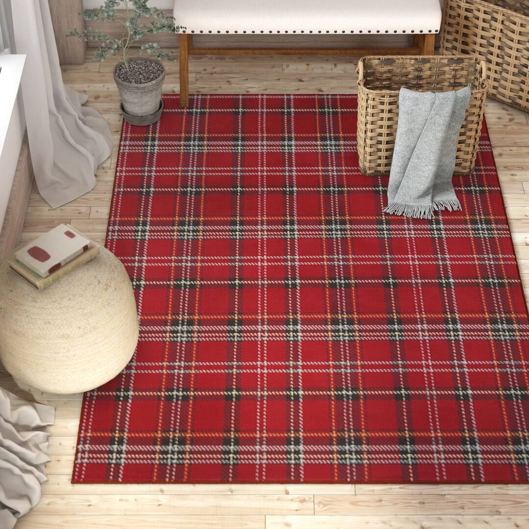 Longmont Plaid Red Area Rug Laurel Foundry Modern Farmhouse Rug Size: Rectangle 5'3