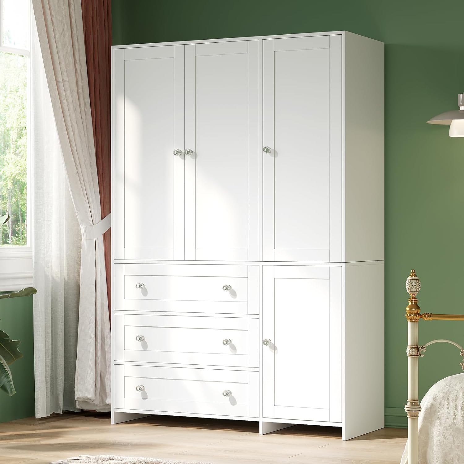 VOWNER Armoire Wardrobe Closet with Drawers and Mirror, 71