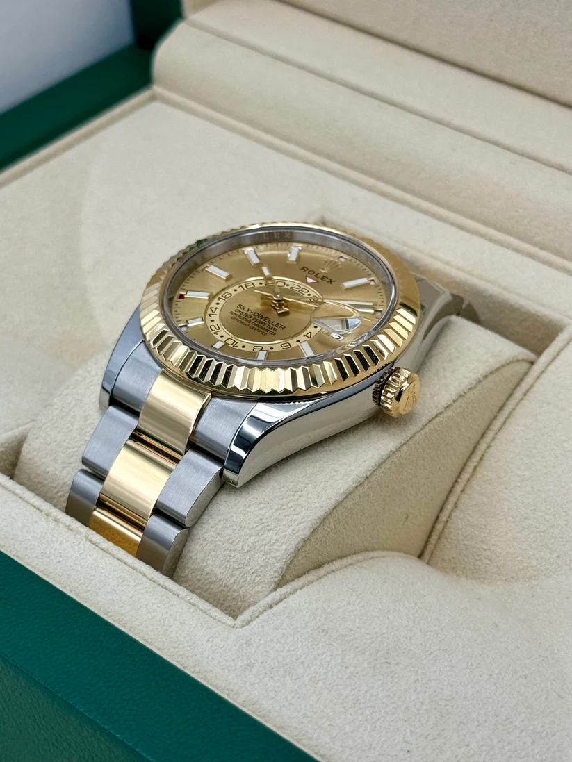 [Super Clone]RLX  Sky-Dweller 42mm Two-Tone Yellow Gold Champagne Dial Oyster - 336933 - New 2025