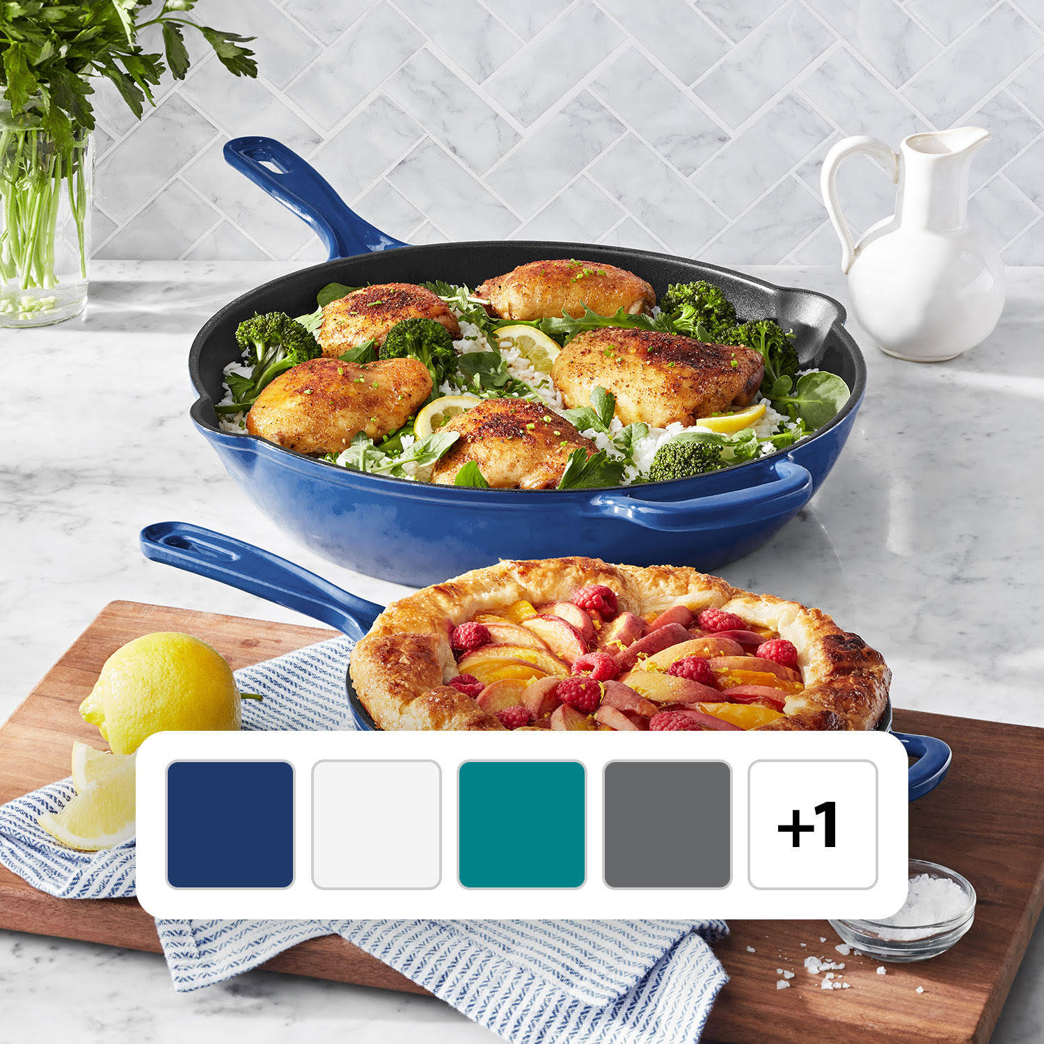 Member's Mark 2-Piece Enamel Cast Iron Skillet Set (Blue)