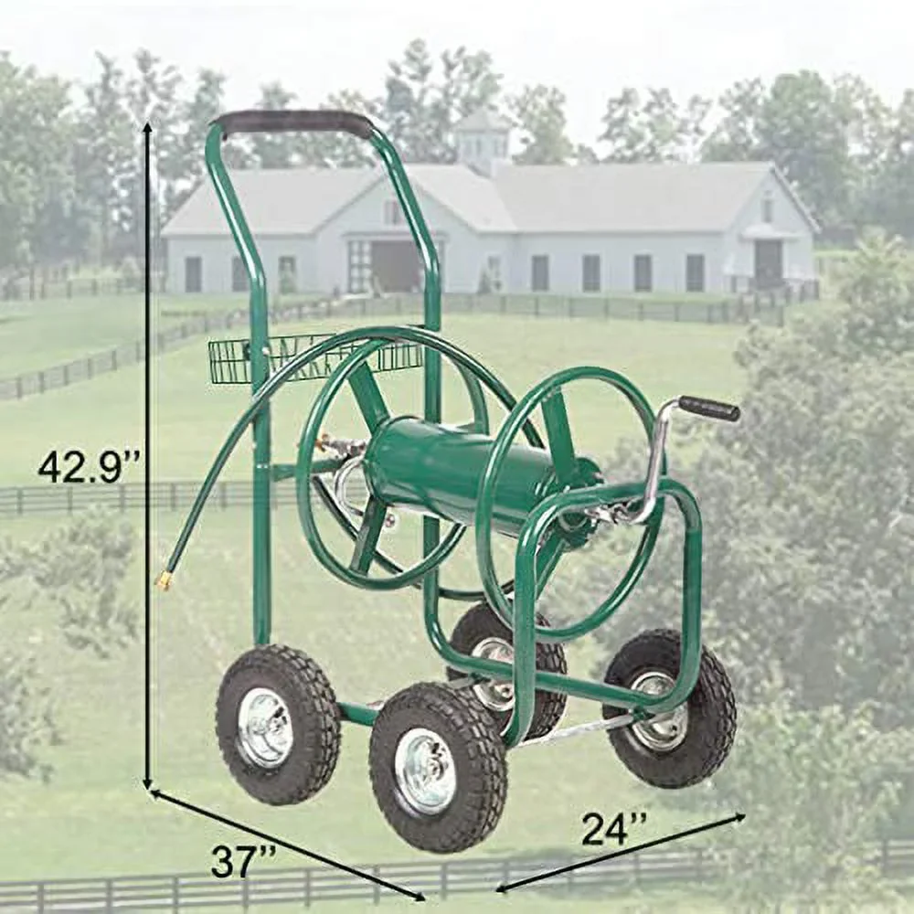 FDW Heavy-Duty Garden Hose Reel Cart w/ Basket