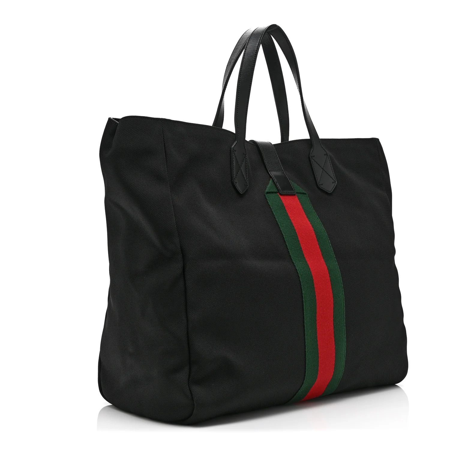 Techno Canvas Web Single Buckle Tote Black
