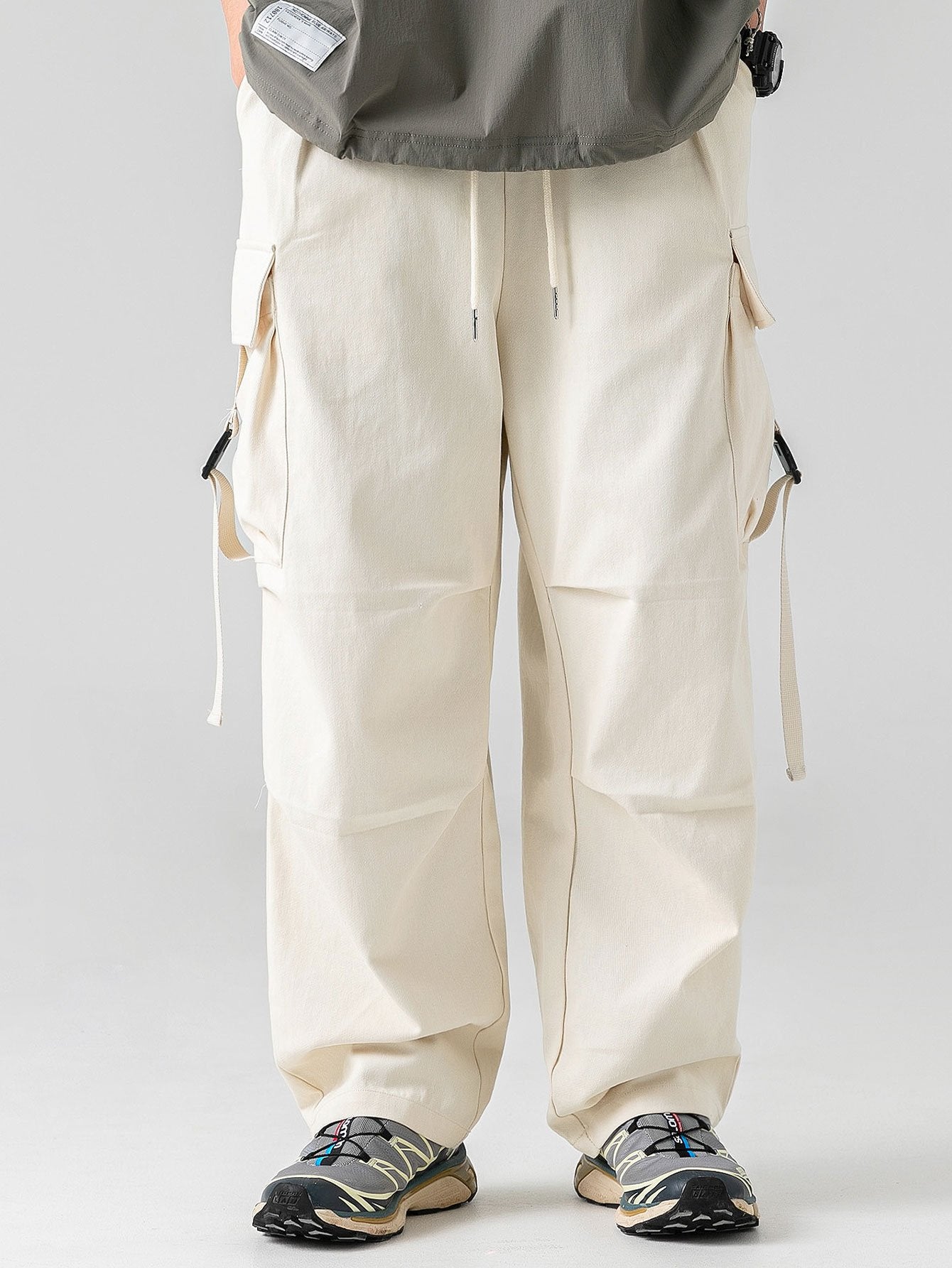 Pantalon cargo parachute coupe droite décontractée
