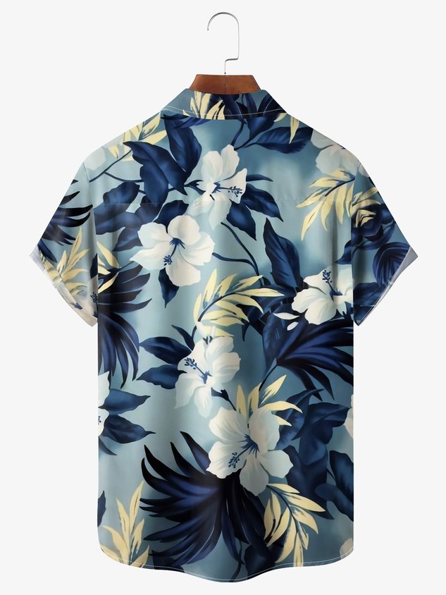 Chemise hawaïenne à manches courtes et poche poitrine à motif floral
