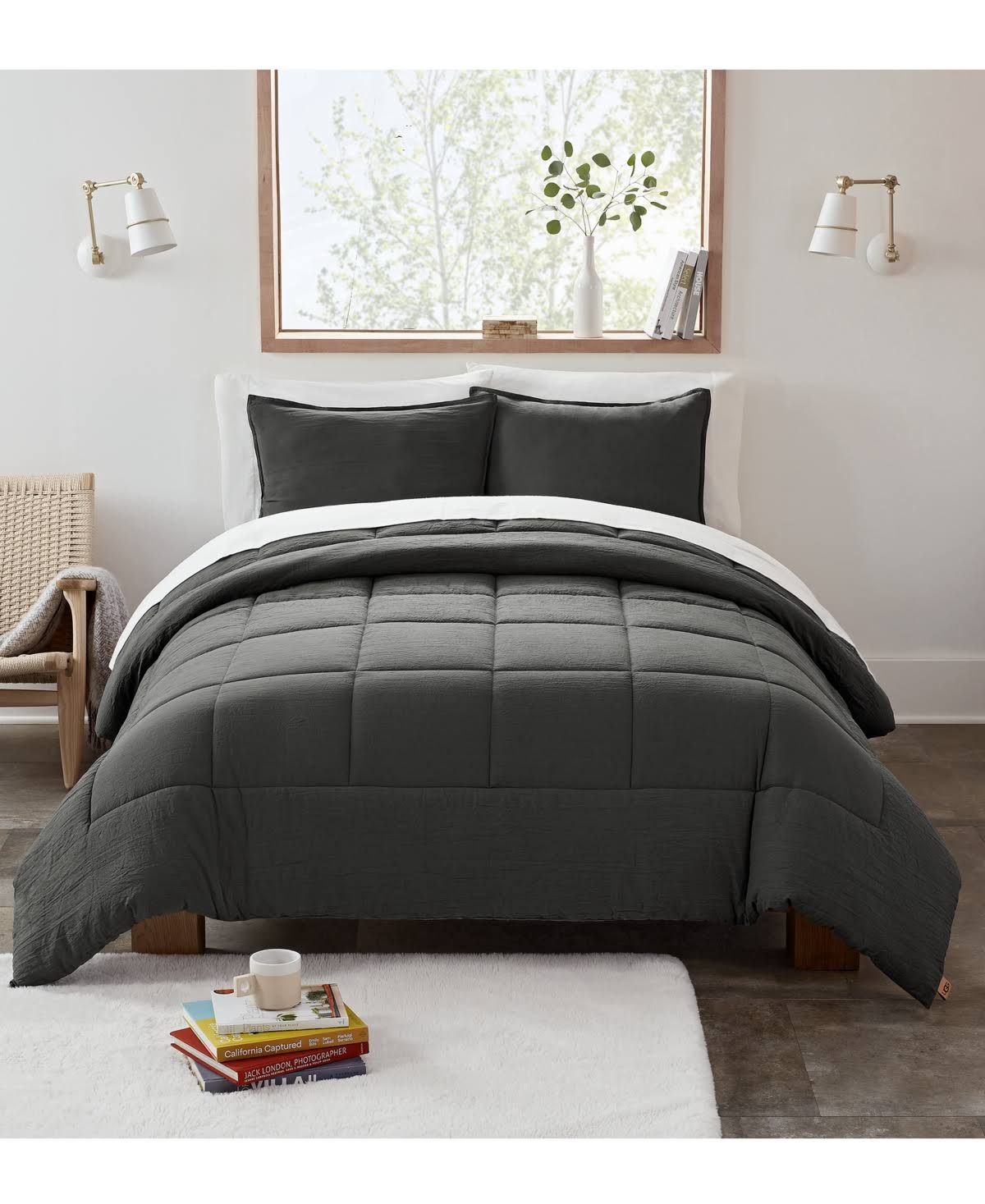 Ugg 3 Piece Charcoal Devon Reversible King Comforter Set - Each