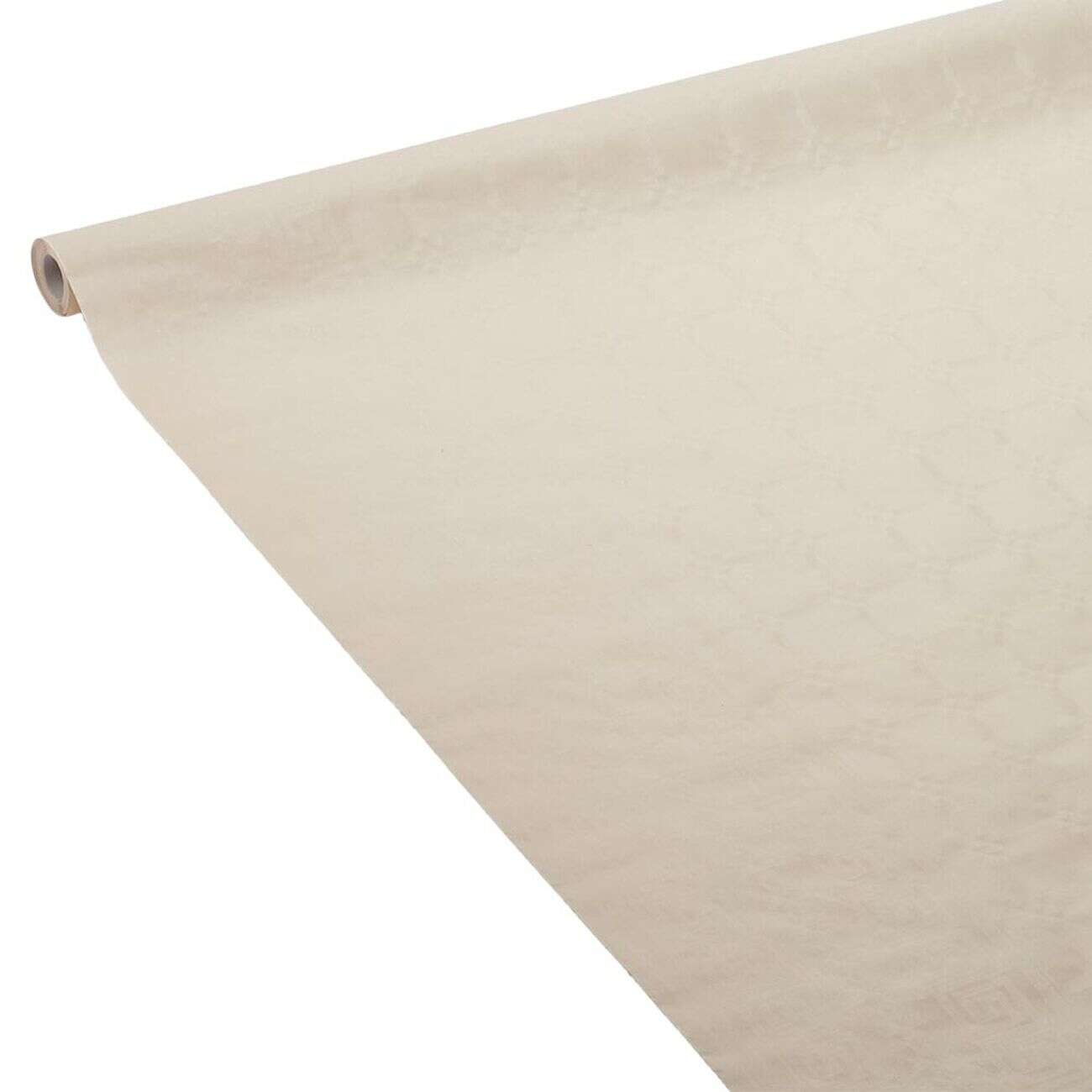 Nappe damassée blanc lin en papier 6 m