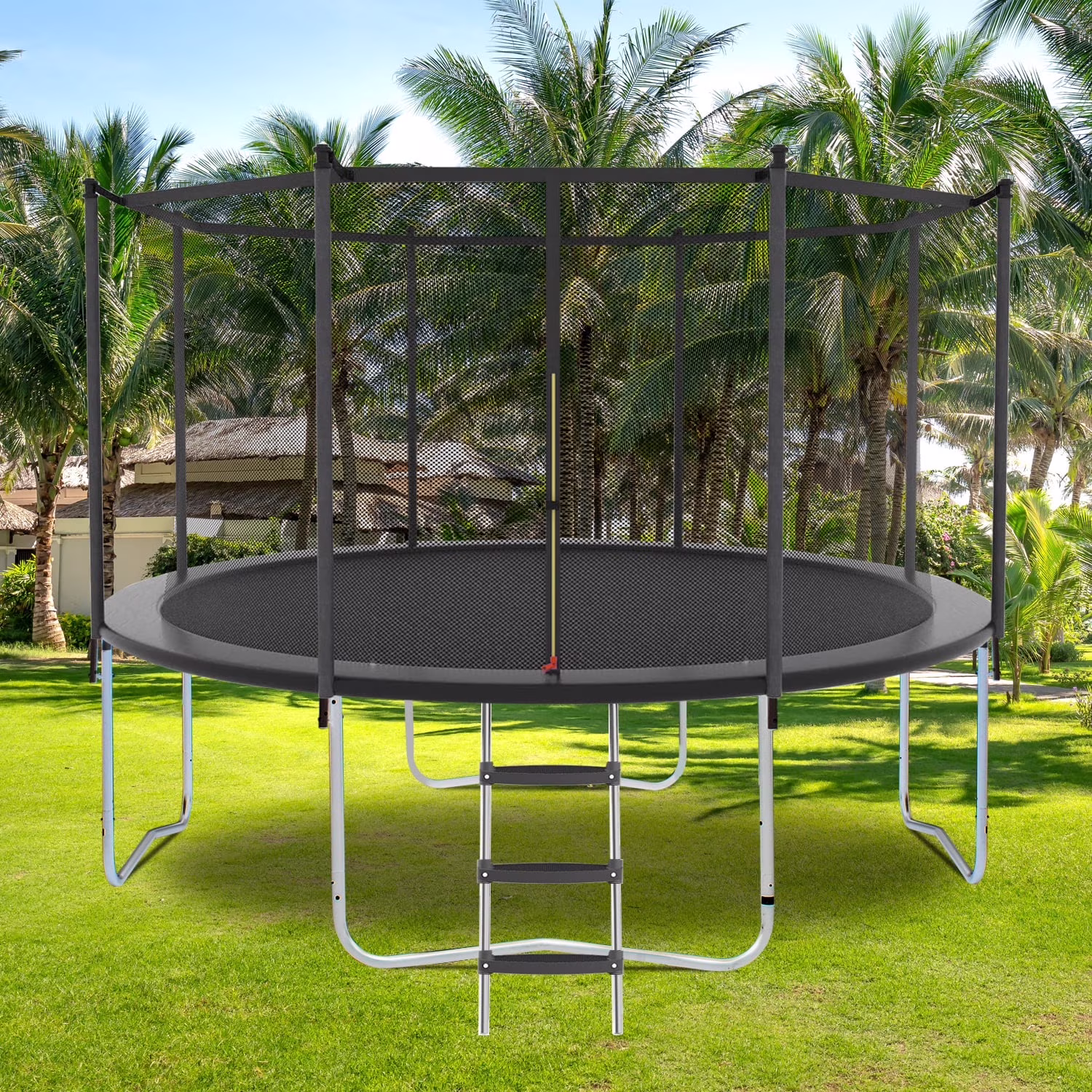 10FT Trampoline w/Enclosure, Heavy Duty Round Trampoline for Kids Outdoor Play, Large Trampoline as Gift for Boys and Girls(10FT Black)