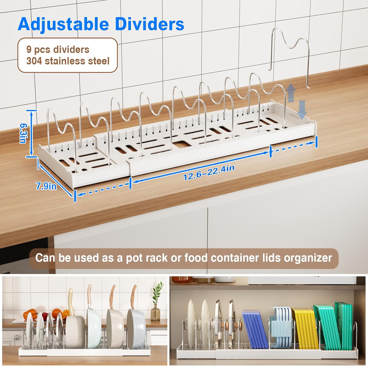 Mustorn 2 Pack Pots and Pans Organizer Under Cabinet, 22