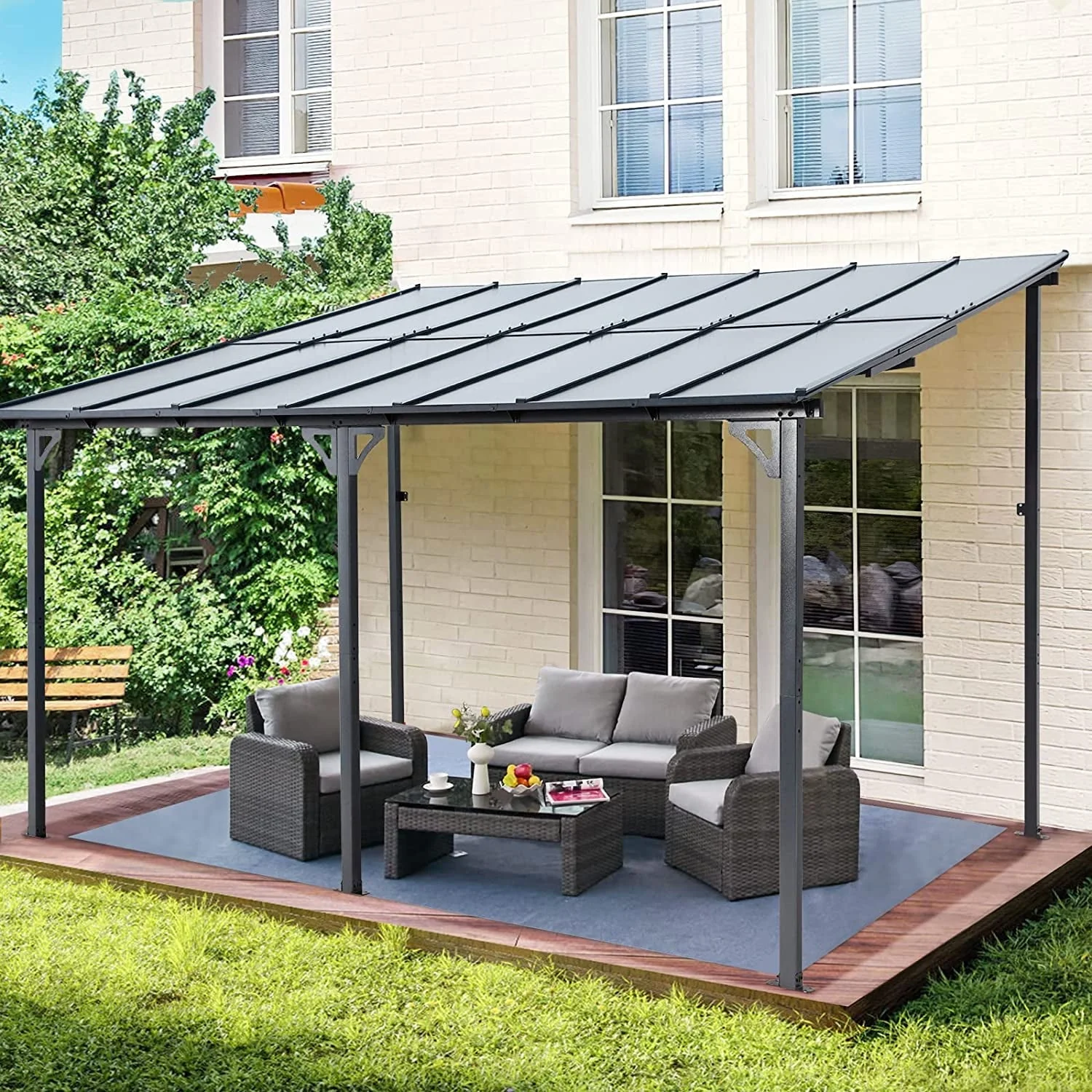 10' x 14' Hardtop Gazebo Outdoor Aluminum Pergola for Garden, Patio, Backyard-Gray(8' x 10')