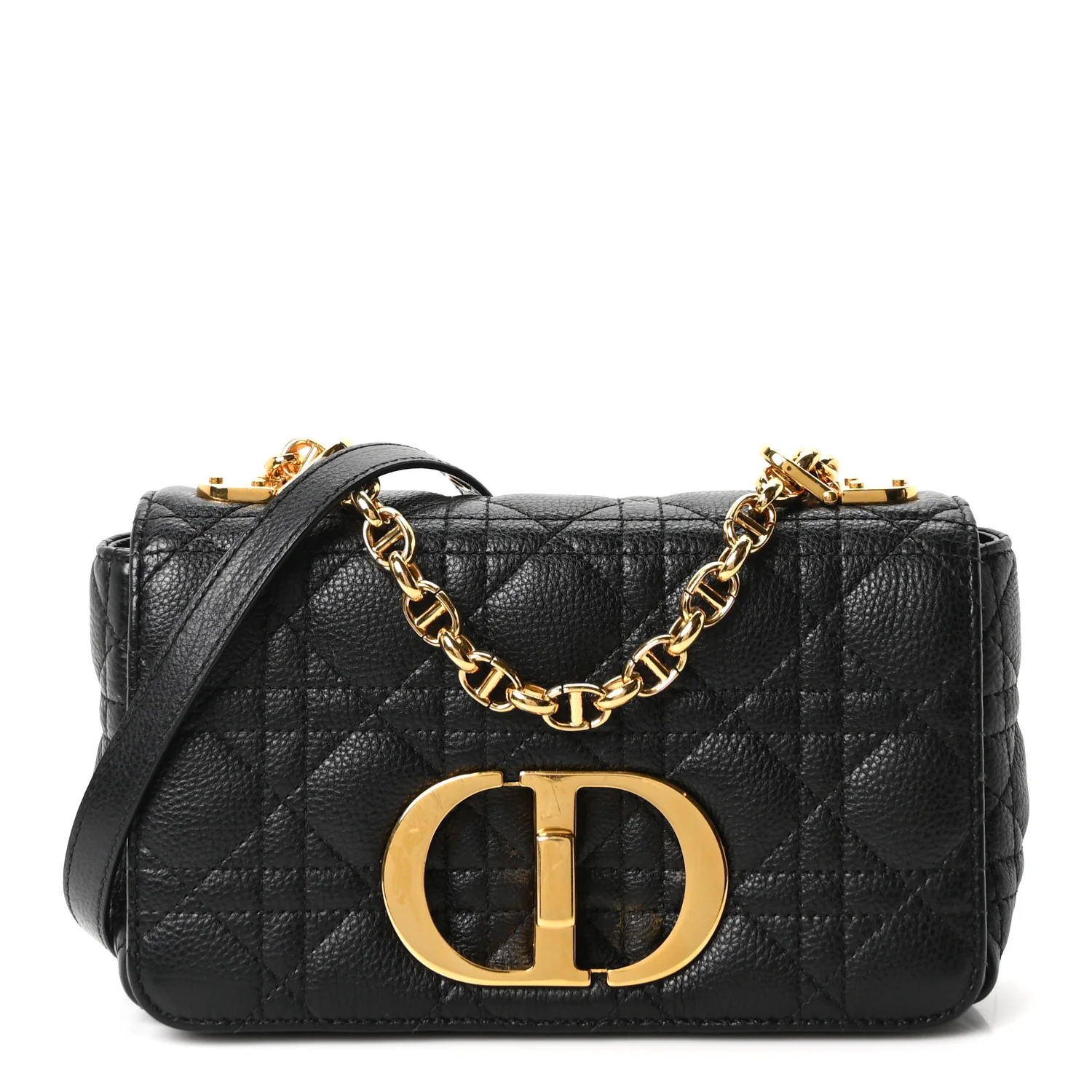 Calfskin Cannage Small Caro Bag Black