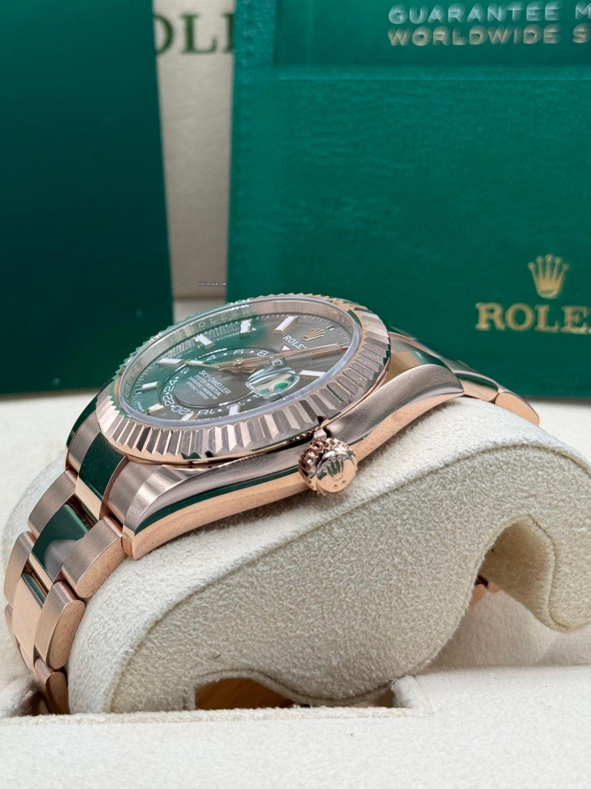 [Super Clone]RLX  Sky-Dweller 42mm Rose Gold Rhodium Dial Oyster - 336935
