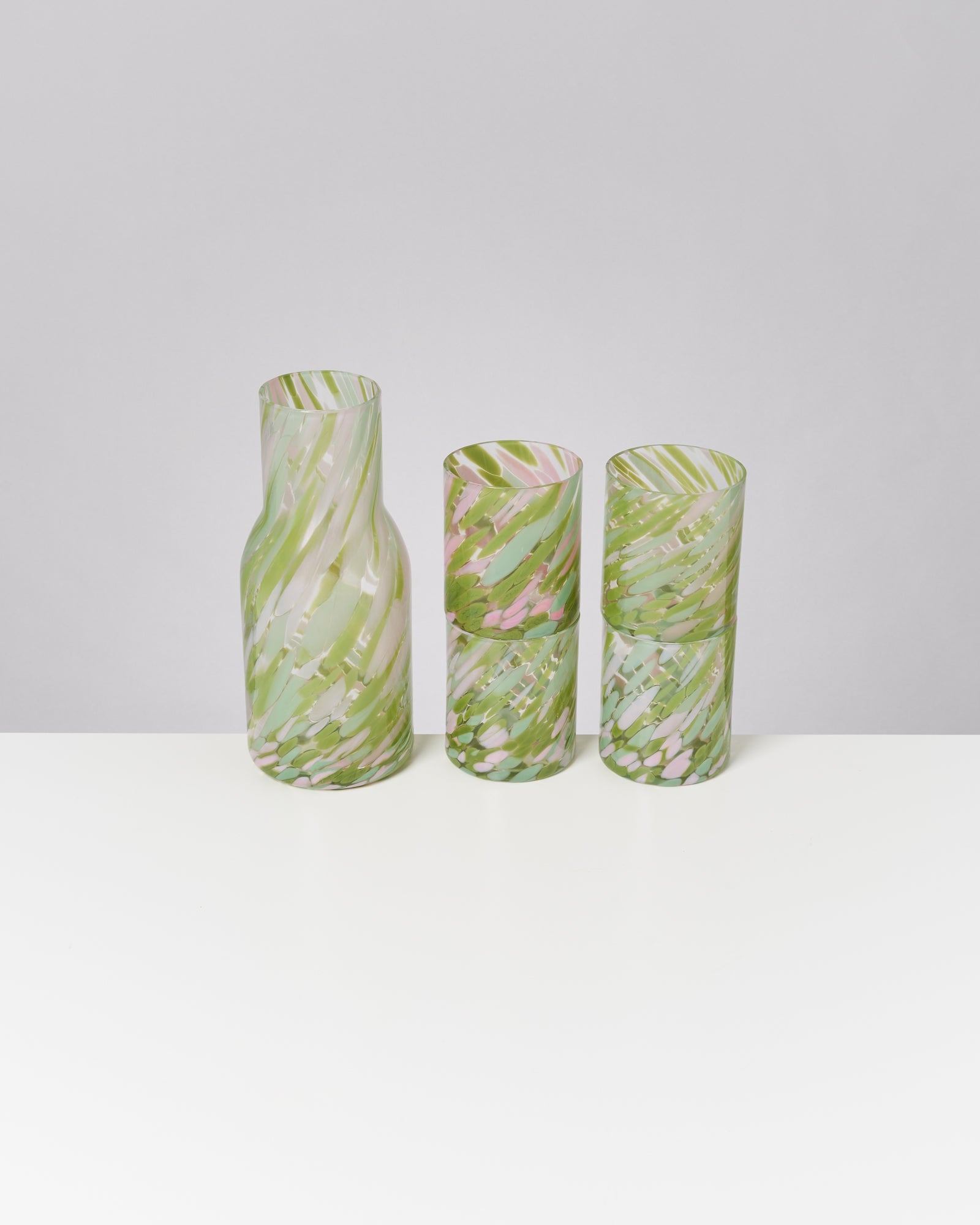 JOIA - LARGE GLASS DROPS GREEN PINK SET OF 5
