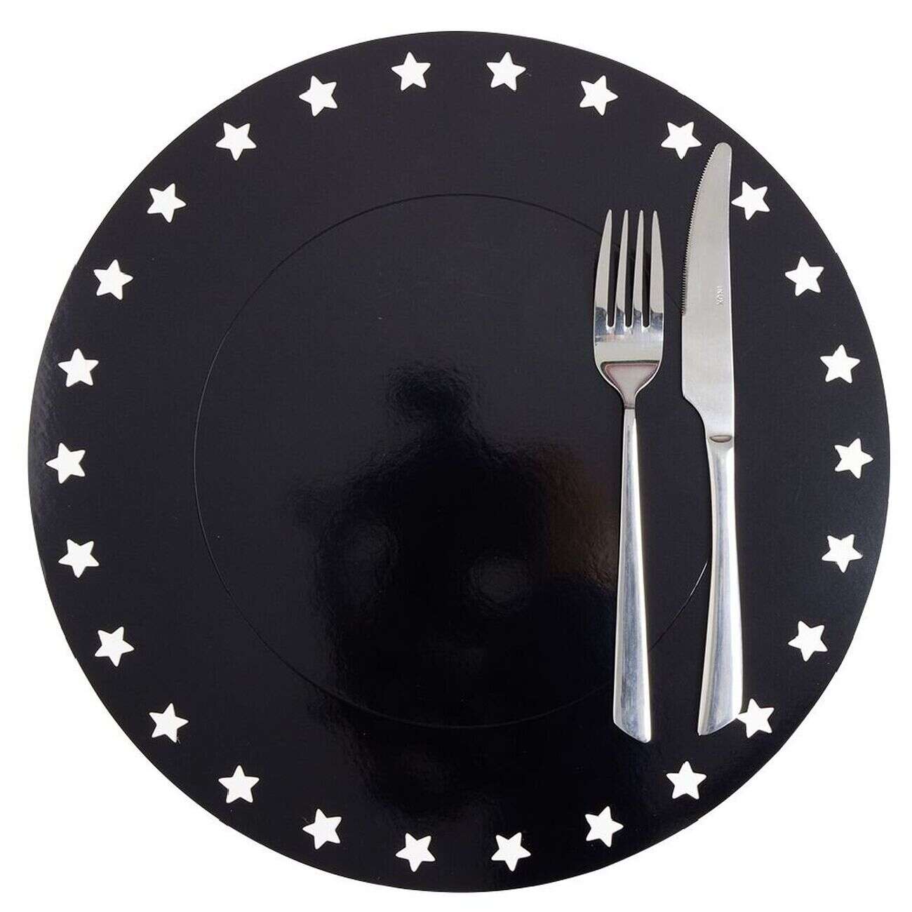 Sous assiette rebord étoile plastique noir Ø34cm x4