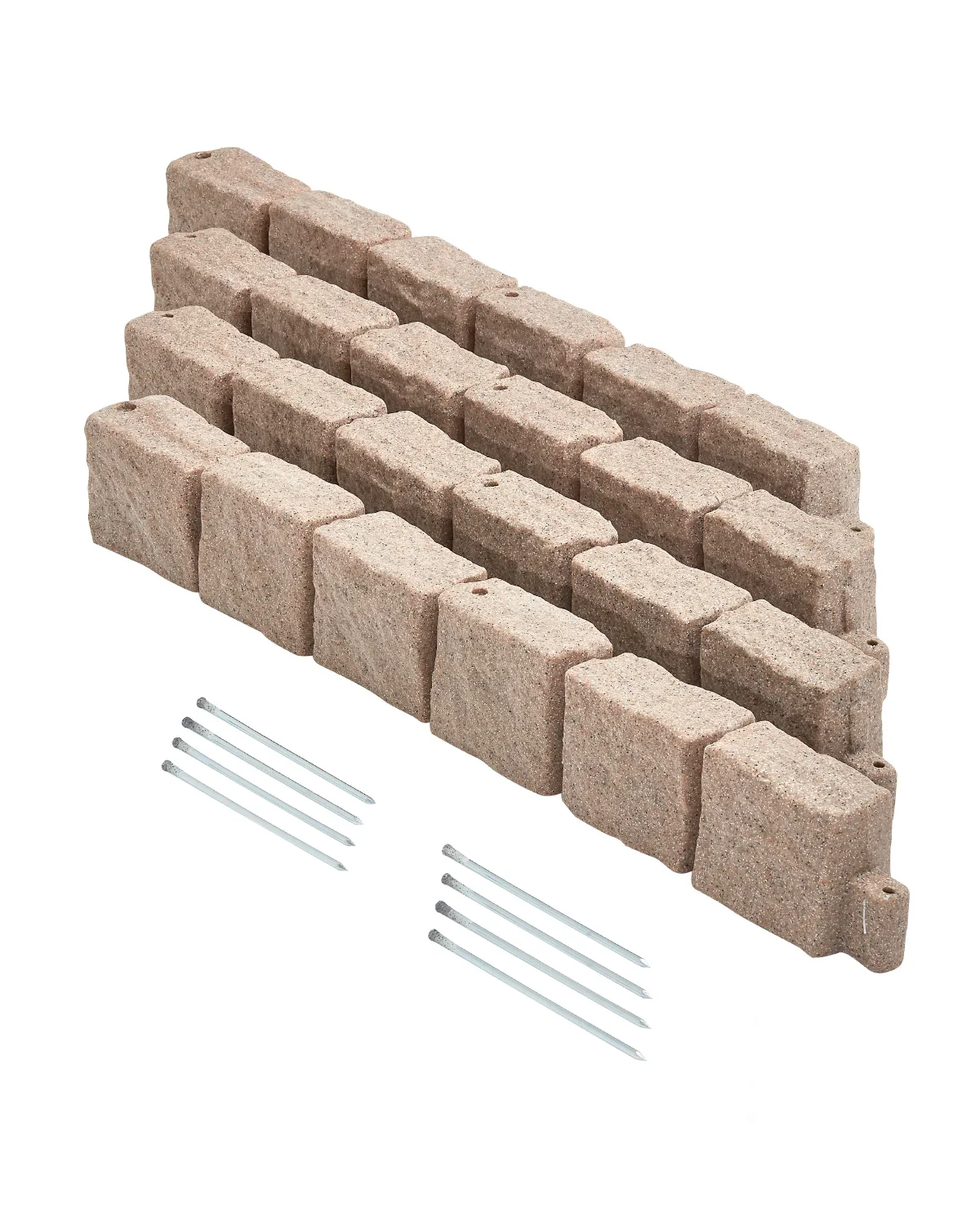 VEVOR Faux Stone Landscape Edging 46.8 x 3.9 in Realistic Lawn Edging, Flexible Brick-Sized Garden Edging Border with Anchoring Spikes, Fade-Resistant Yard Edging for Driveways Walkway Beige