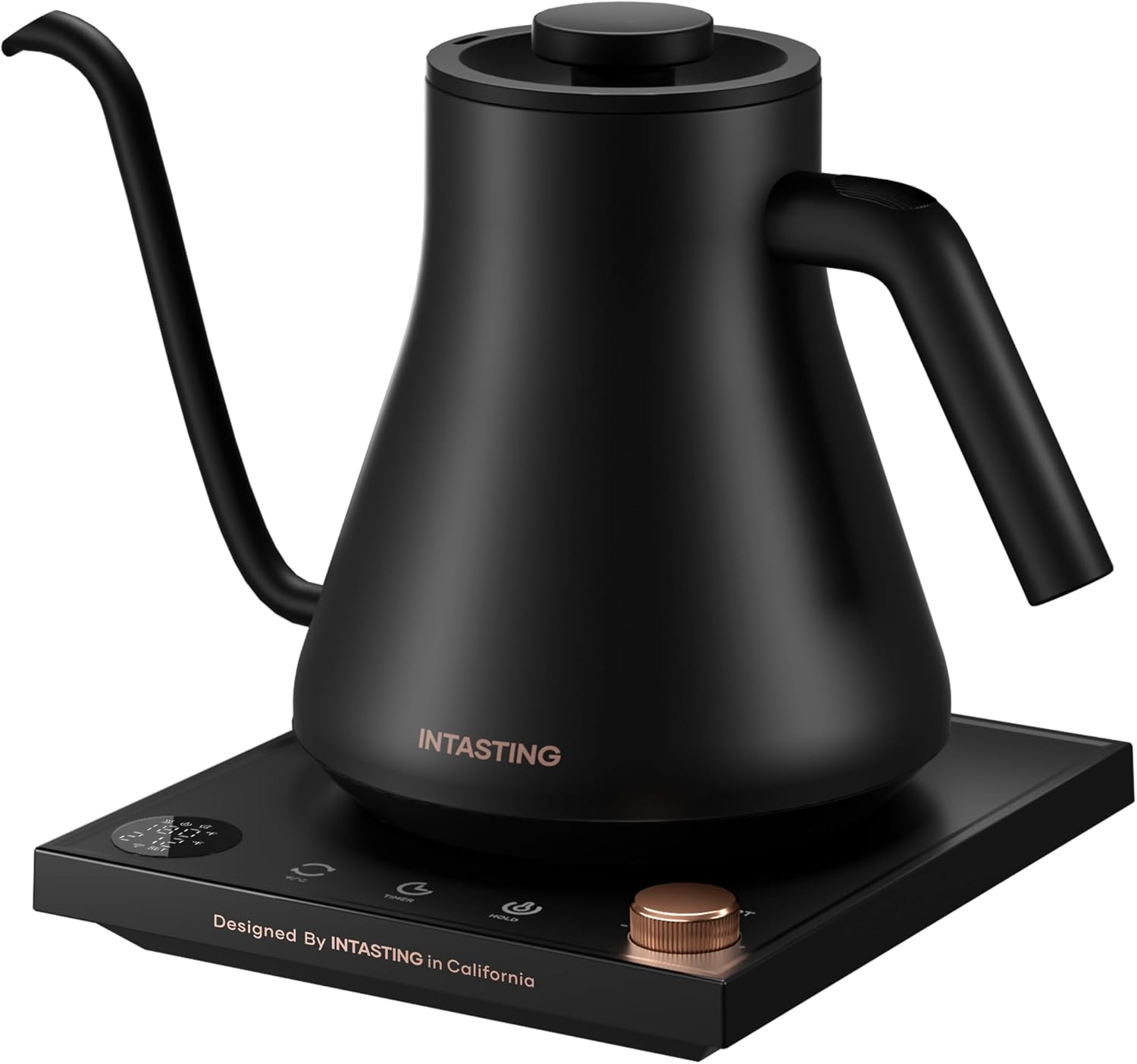 INTASTING Electric Kettles, Gooseneck Electric Kettle, ±1℉ Temperature Control, Stainless Steel Inner, Quick Heating, for Pour Over Coffee, Brew Tea, Boil Hot Water, 0.9L (Black)