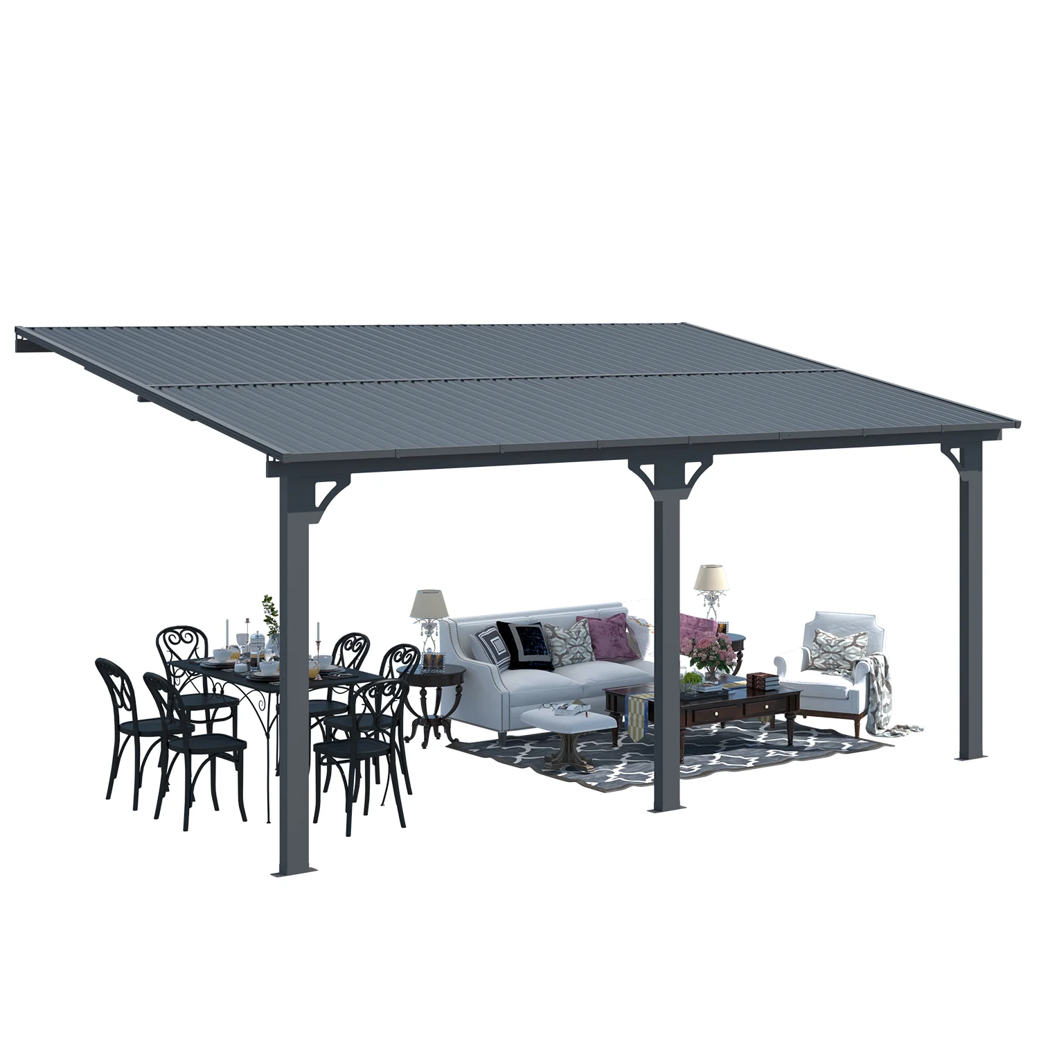 AECOJOY 16x10 Outdoor Hardtop Gazebo Adjustable Height (6.5-9.8Ft) Pergola for Patio