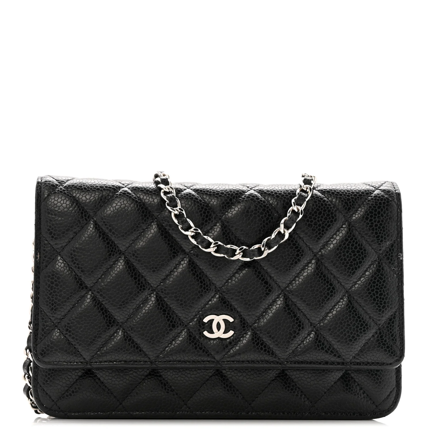 Caviar Quilted Wallet on Chain WOC Black