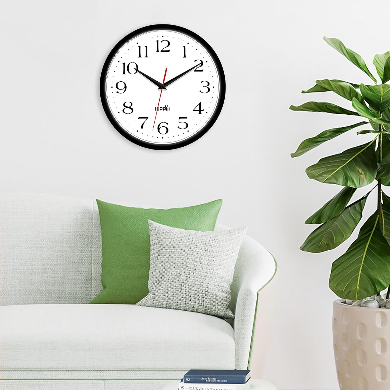 HIPPIH 10 Inch Wall Clock, 2Pack Silent Non Ticking Battery Operated Clocks| Black Analog Clock| Living Room, Office, Classroom, Bedroom, Kitchen, Bathroom| Modern Simple Style| Easy to Read| Accurate