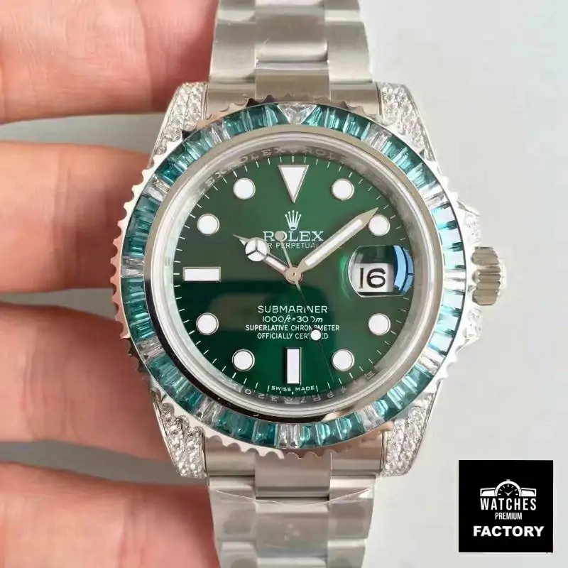 Rolex Submariner Date 116610LV Noob Factory V9 Green Dial Diamond