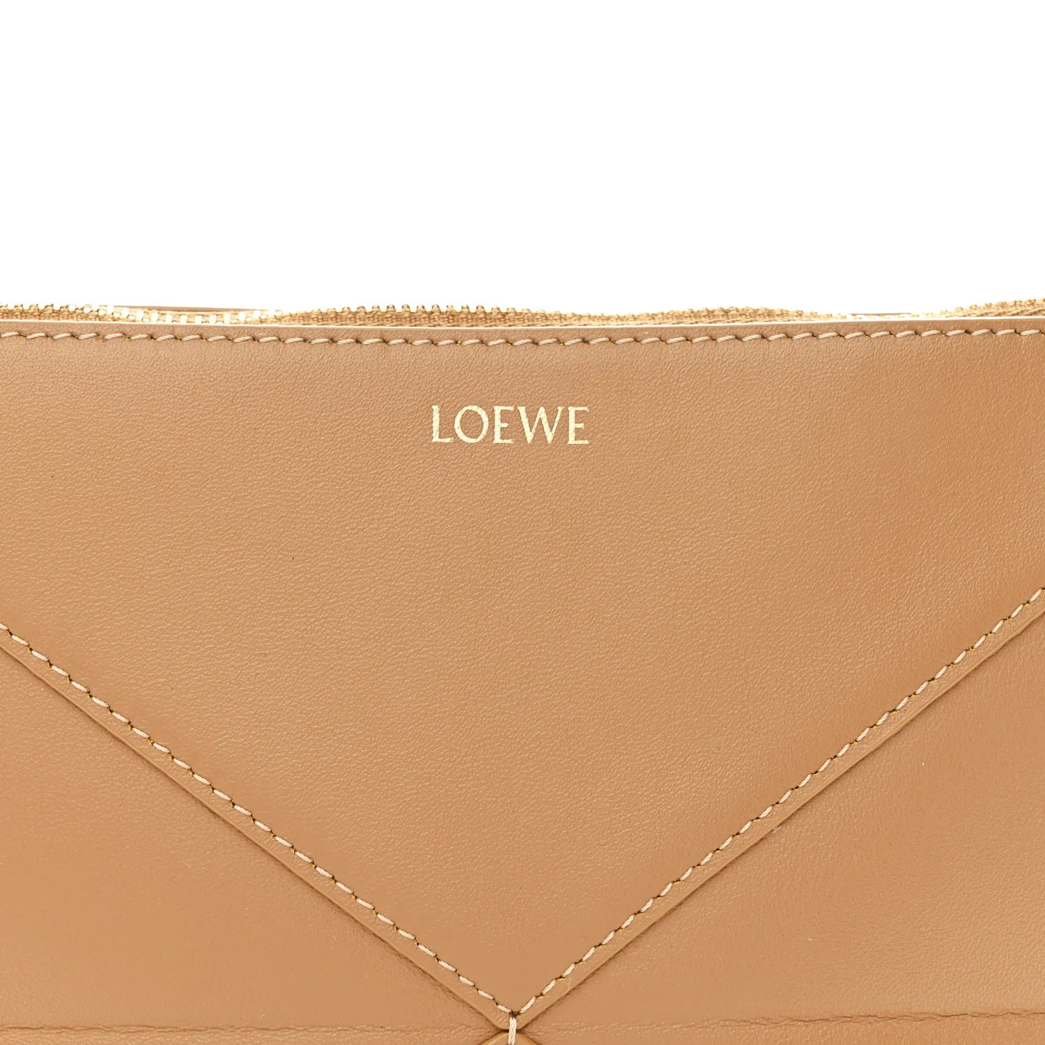 Shiny Calfskin Puzzle Fold Pouch Warm Desert
