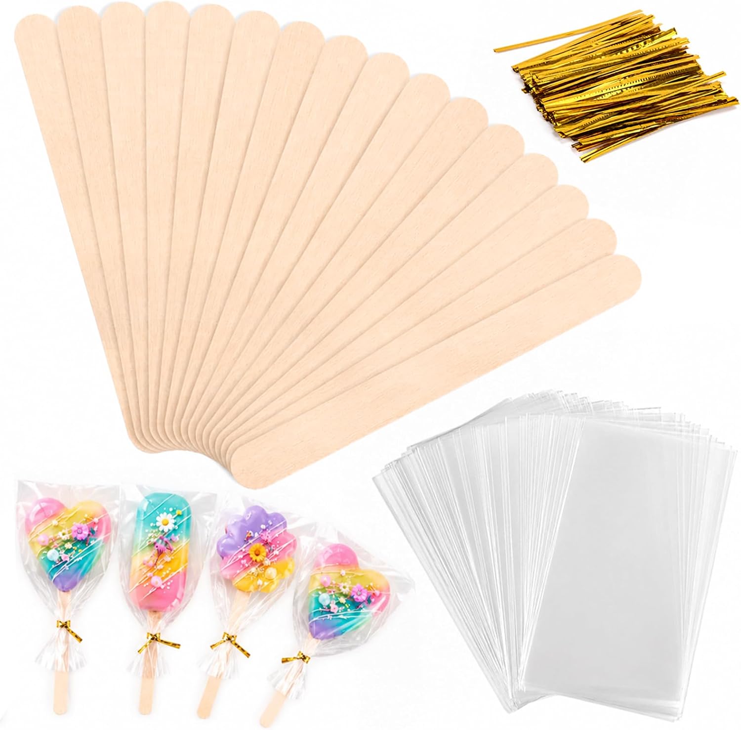 Juome Cake Pop Mold Kit, Large Cakesicle Molds Silicone with Sticks & Bags