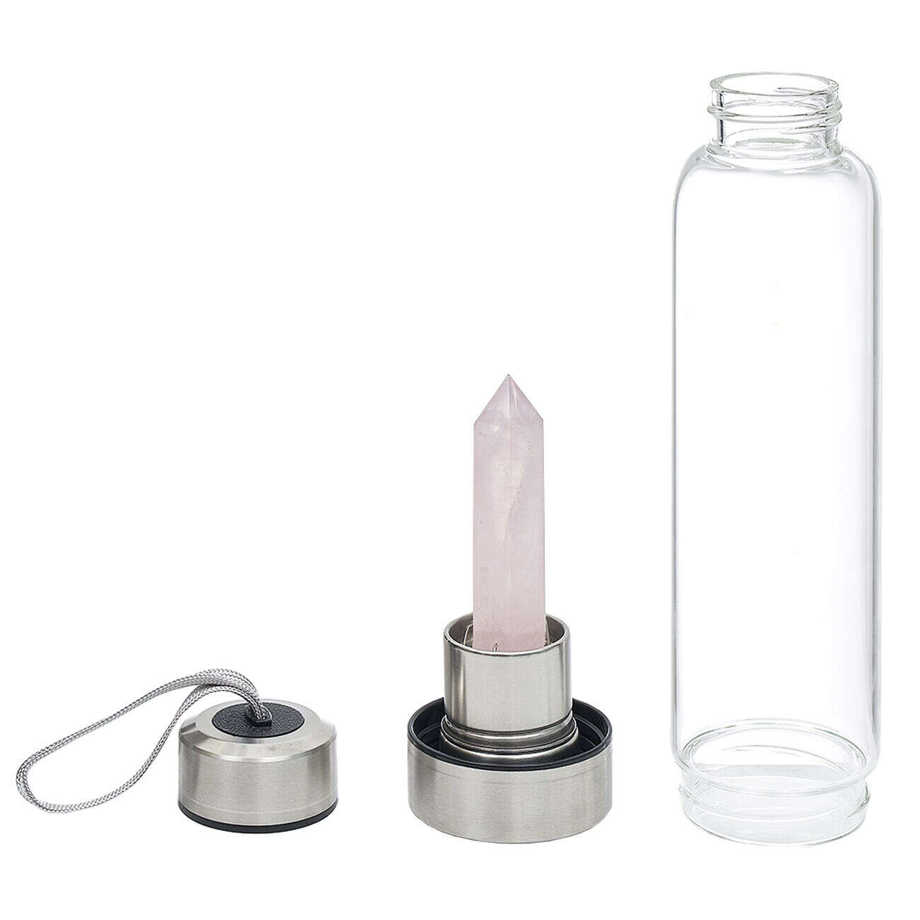 Bouteille en verre quartz rose H.24 cm