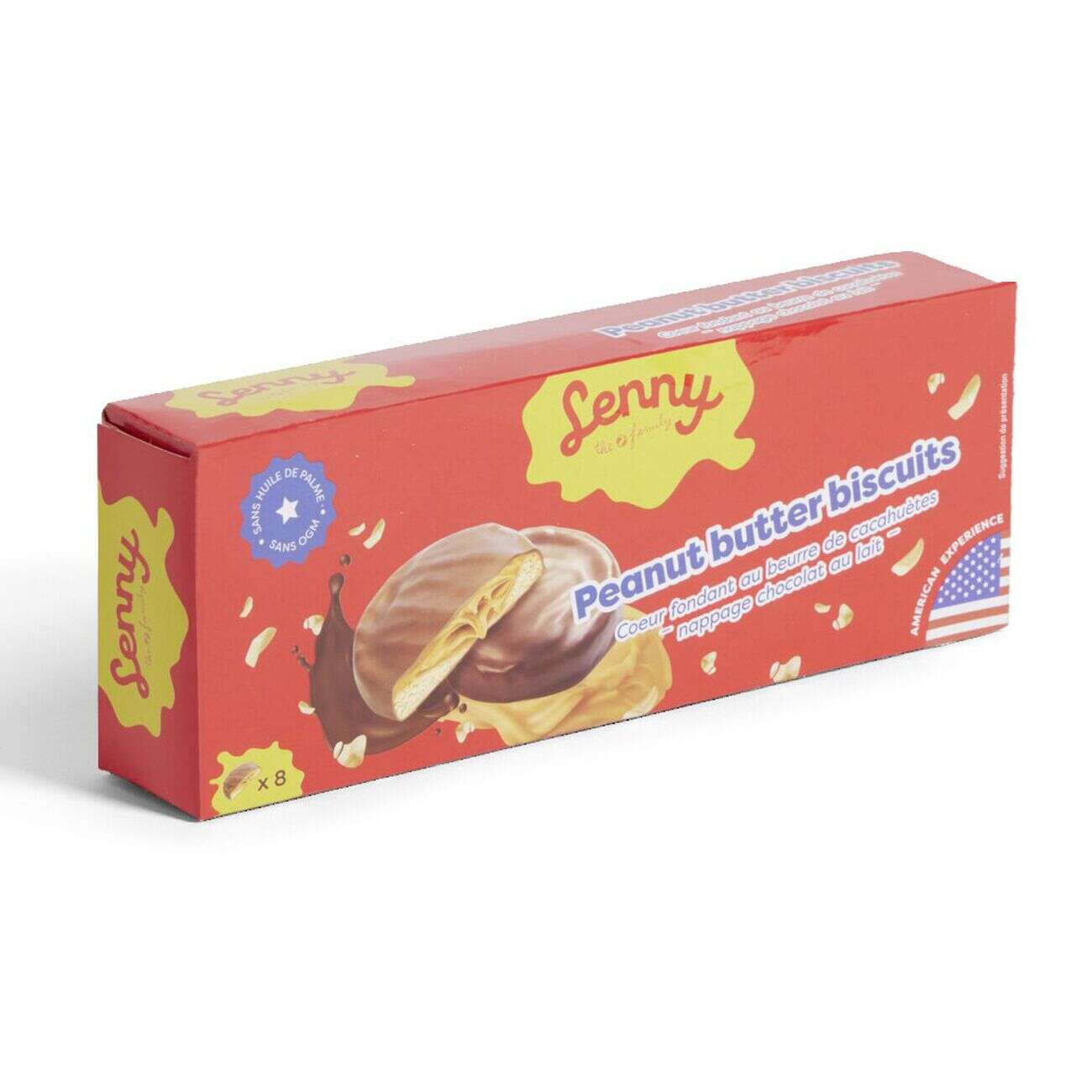 Biscuits Lenny beurre de cacahuète coeur fondant nappage chocolat au lait 128gr