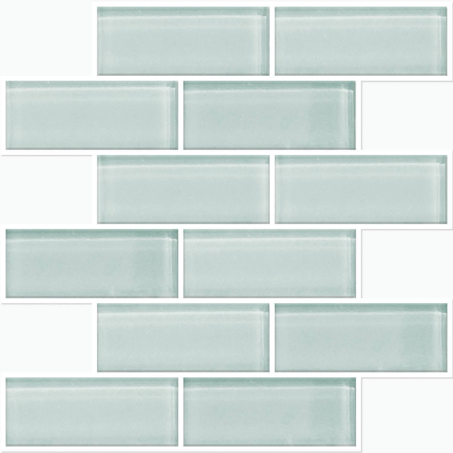 RoomMates Aqua Seaglass Subway Peel & Stick Tile