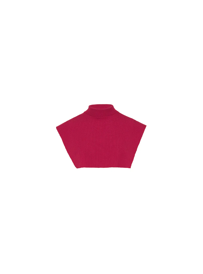 Col plastron mixte laine mérinos rose rubis