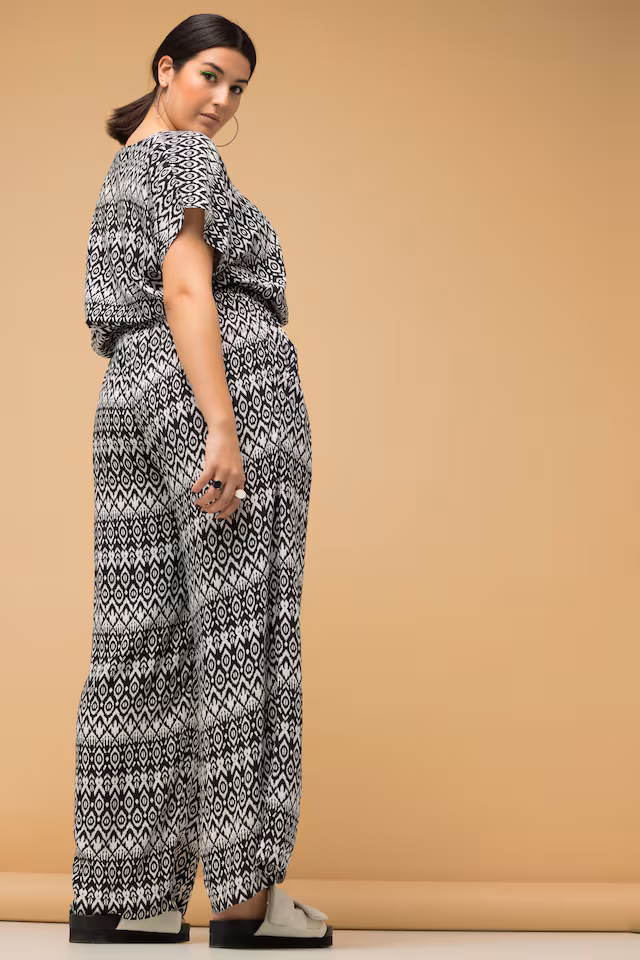Ikat-Inspired Elastic Waist Pants
