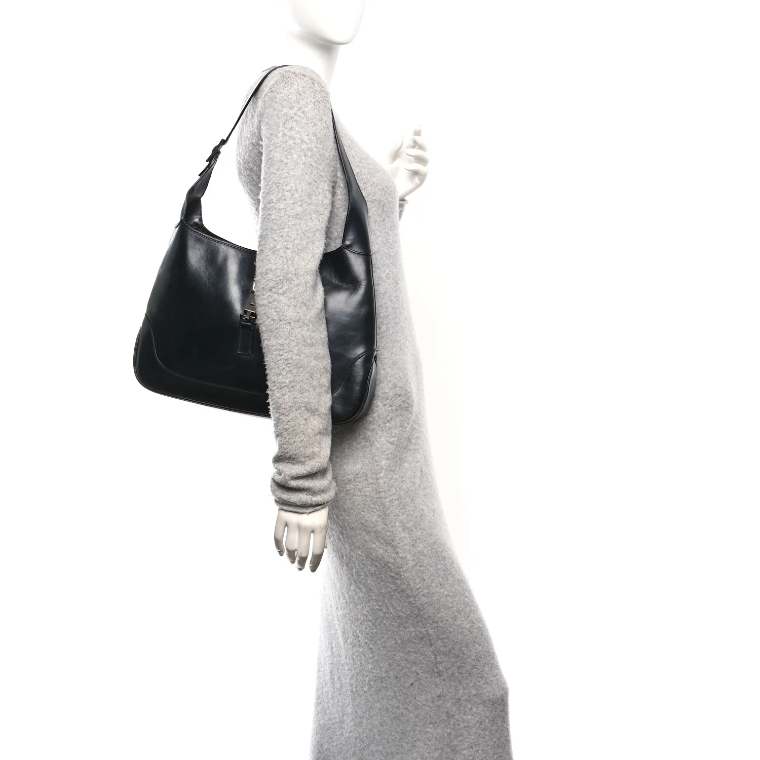 Calfskin Jackie O Hobo Black
