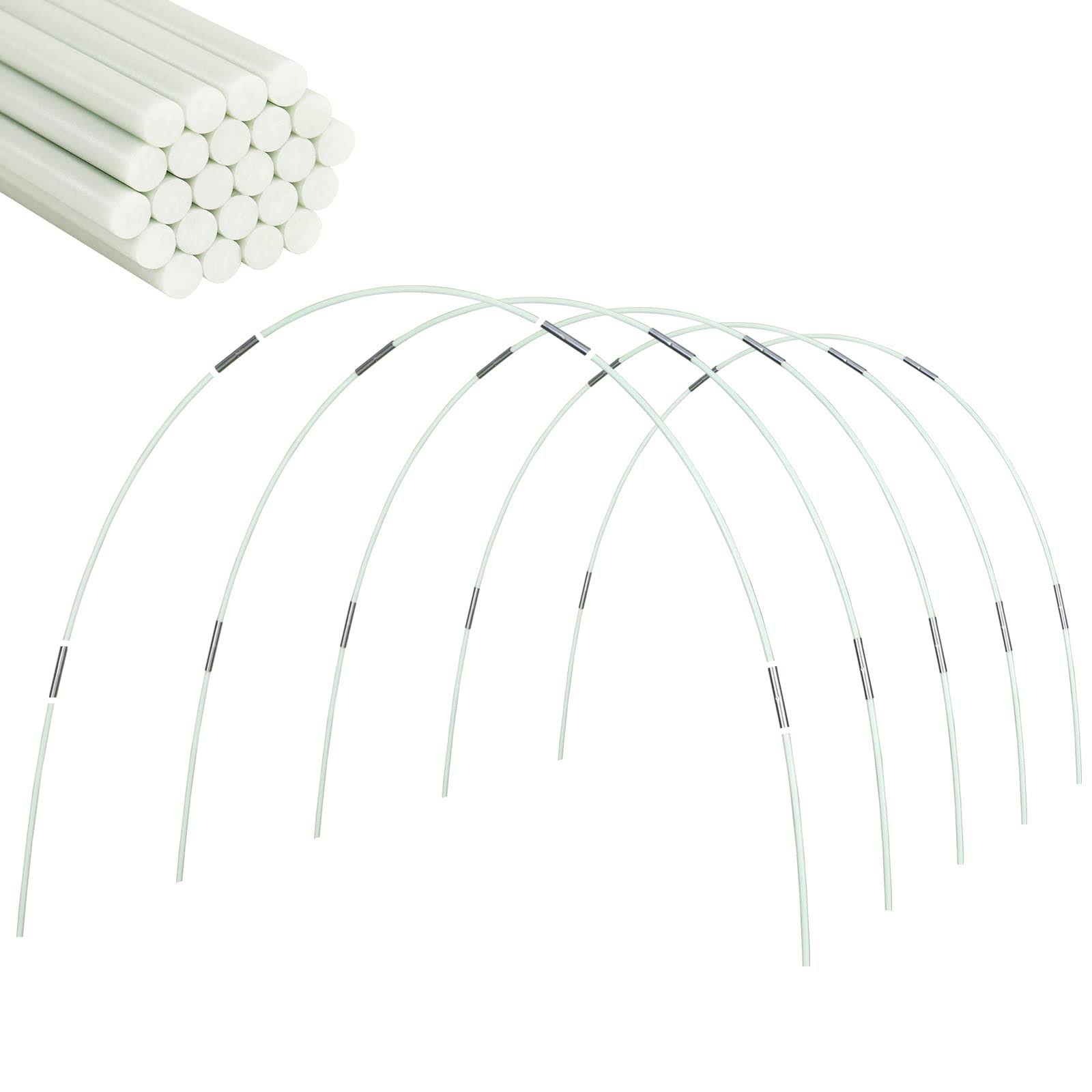 CASUSEN Greenhouse Hoops for Grow Tunnel, 0.28 inch Diameter 5sets of 7ft Long Garden Hoops, Greenhouse Kit ,Small Greenhouse Hoops Frame, Gardening