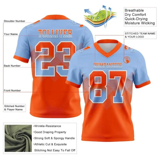 Custom Light Blue Orange-White Mesh Gradient Square Shape Flag Jersey