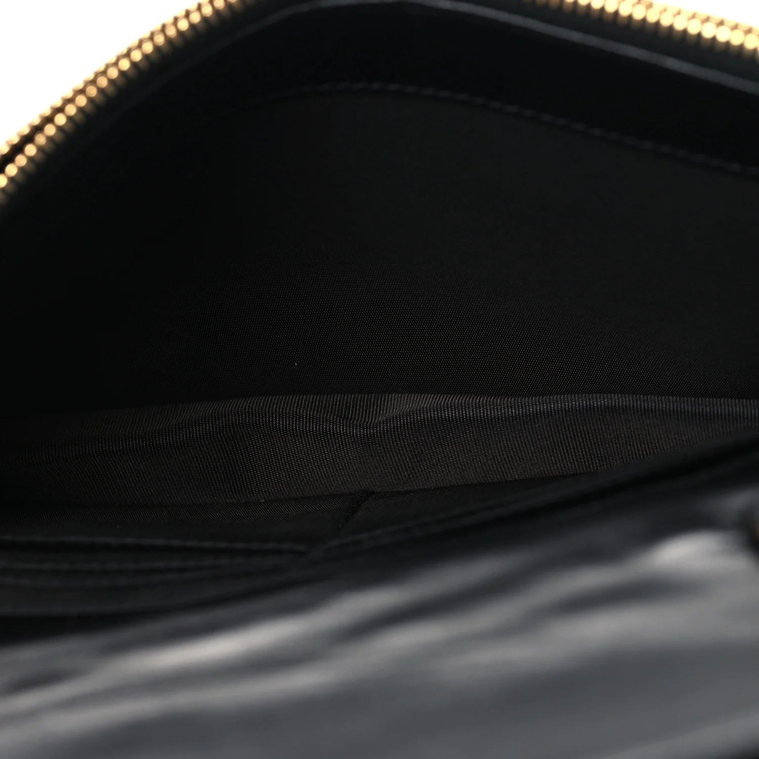 Calfskin Matelasse Chevron Monogram Envelope Chain Wallet Black