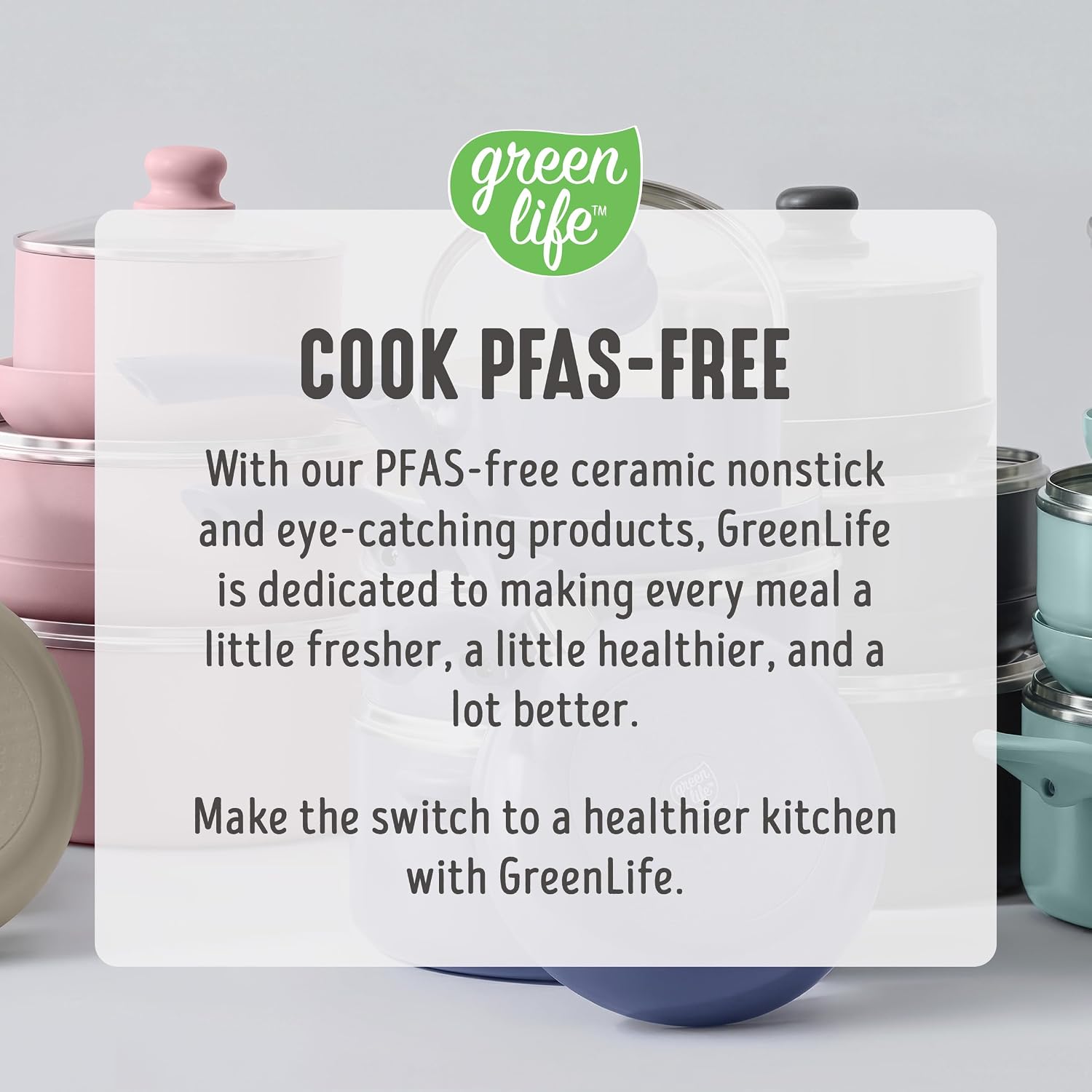 GreenLife 16pc Ceramic Nonstick Pots & Pans Cookware Set, Blush Pink