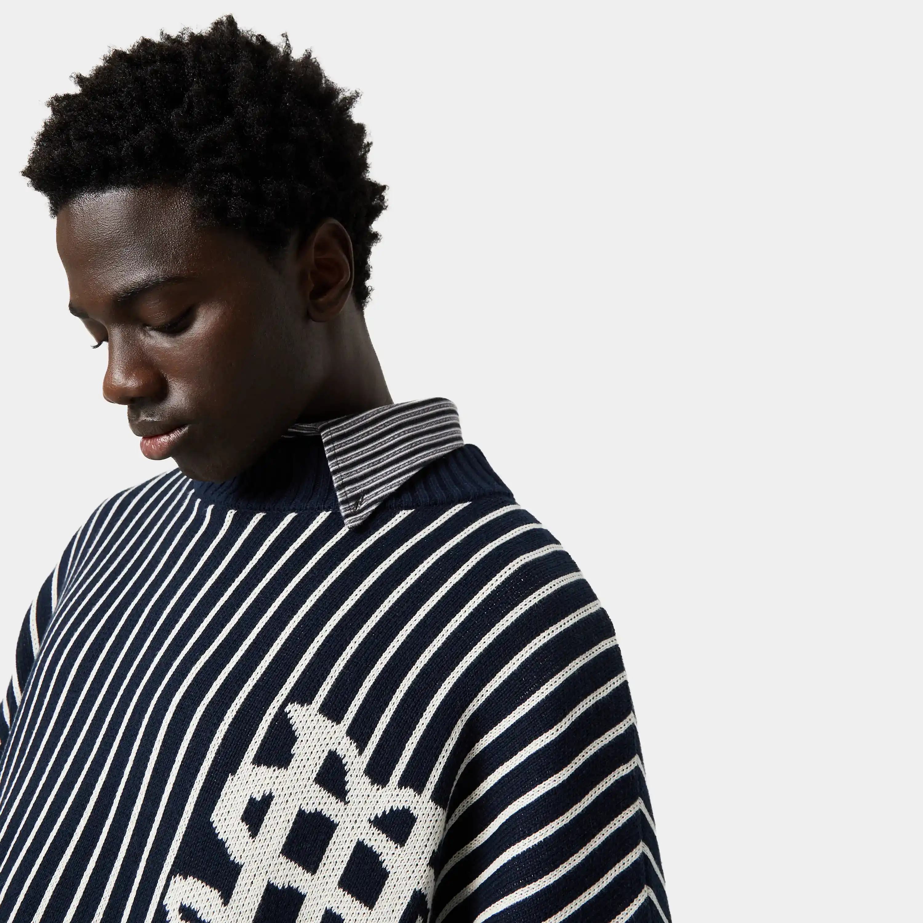 Badge Navy Stripes Knit Sweater