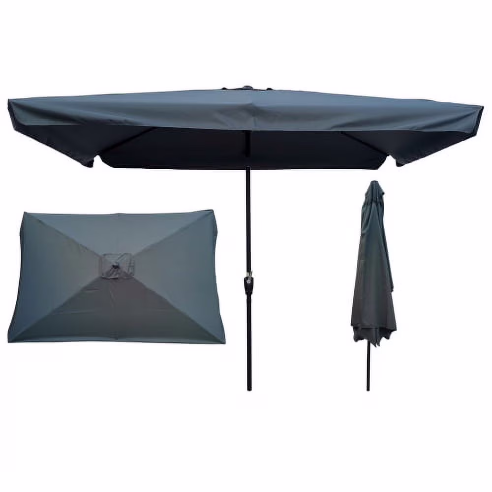 10 x 6.5ft Rectangular Patio Umbrella,Market Table Umbrella with Crank and Push Button Tilt,Waterproof Umbrella with 6 Steel Ribs,Outdoor Canopy for Garden Deck Backyard Poolside