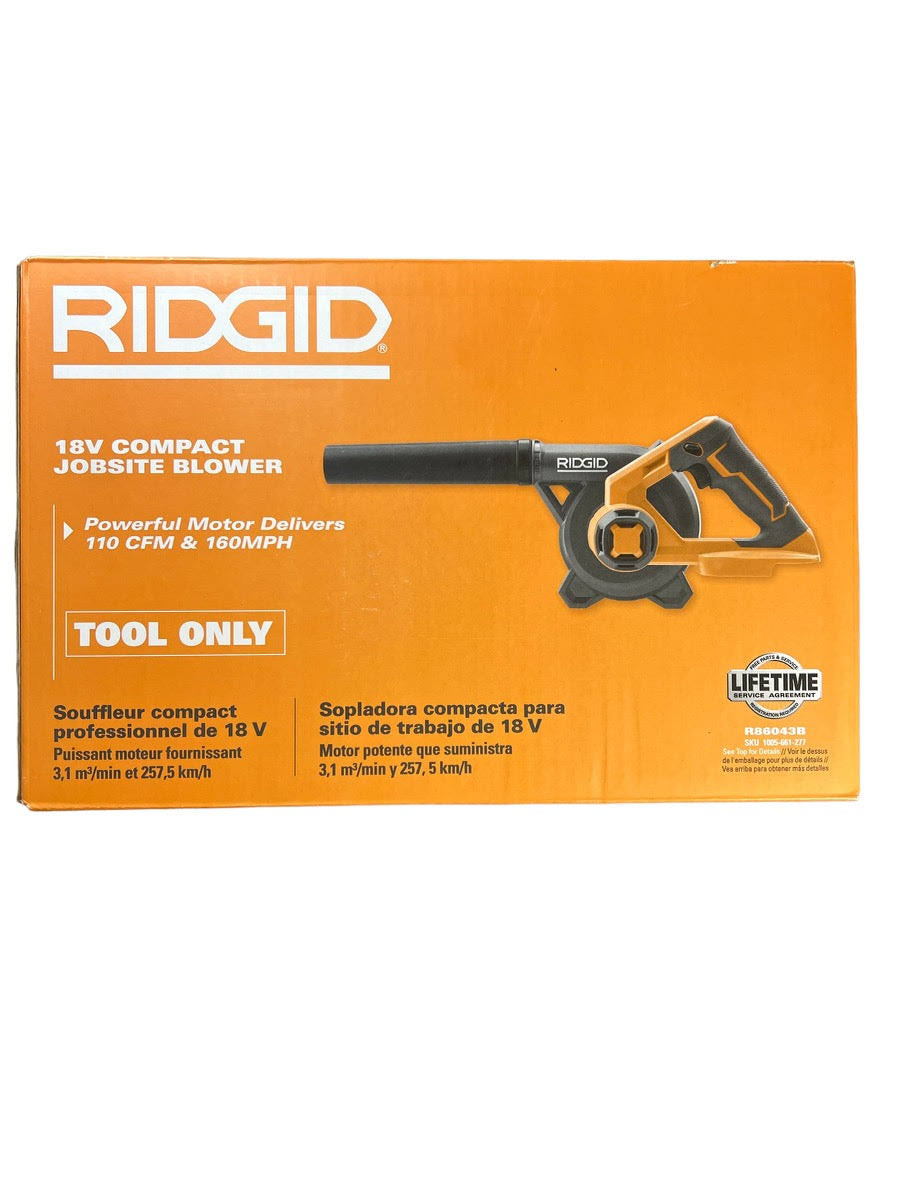 Ridgid R86043B 18V Lithium-Ion Cordless Compact Jobsite Blower with Inflator/Deflator Nozzle