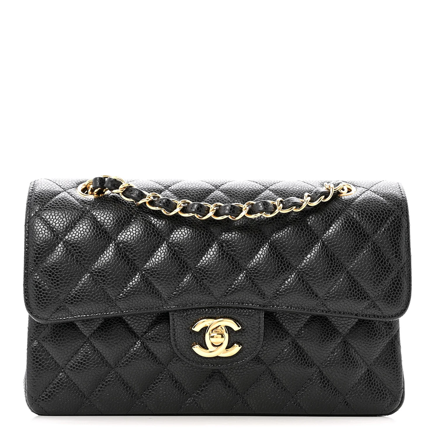 Caviar Quilted Small Double Flap Black